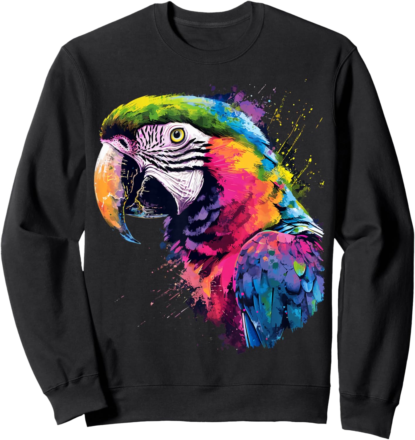 Colourful Parrot Watercolor , black Sweatshirt - Sweatshirt | Black