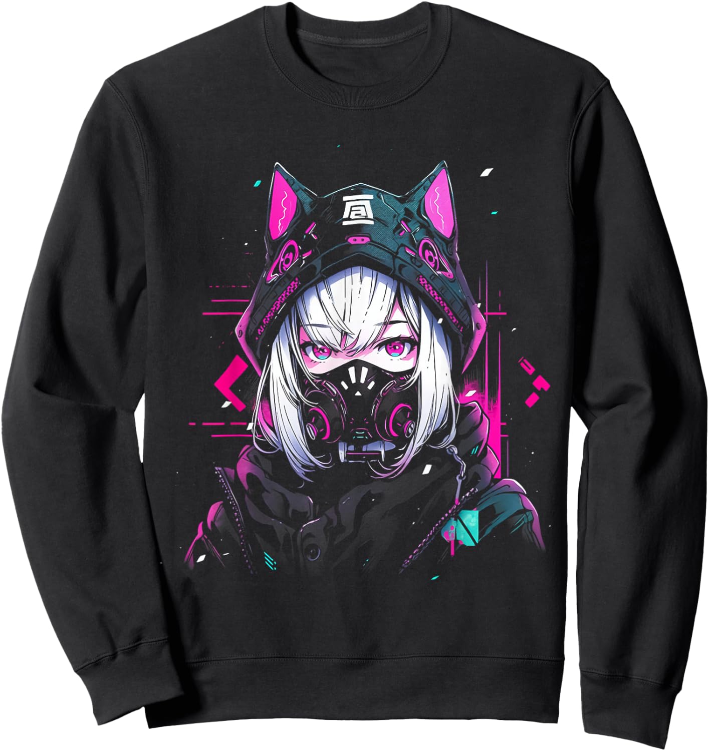 Anime Manga Cyberpunk Aesthetic Techwear Harajuku , black Sweatshirt - Sweatshirt | Black