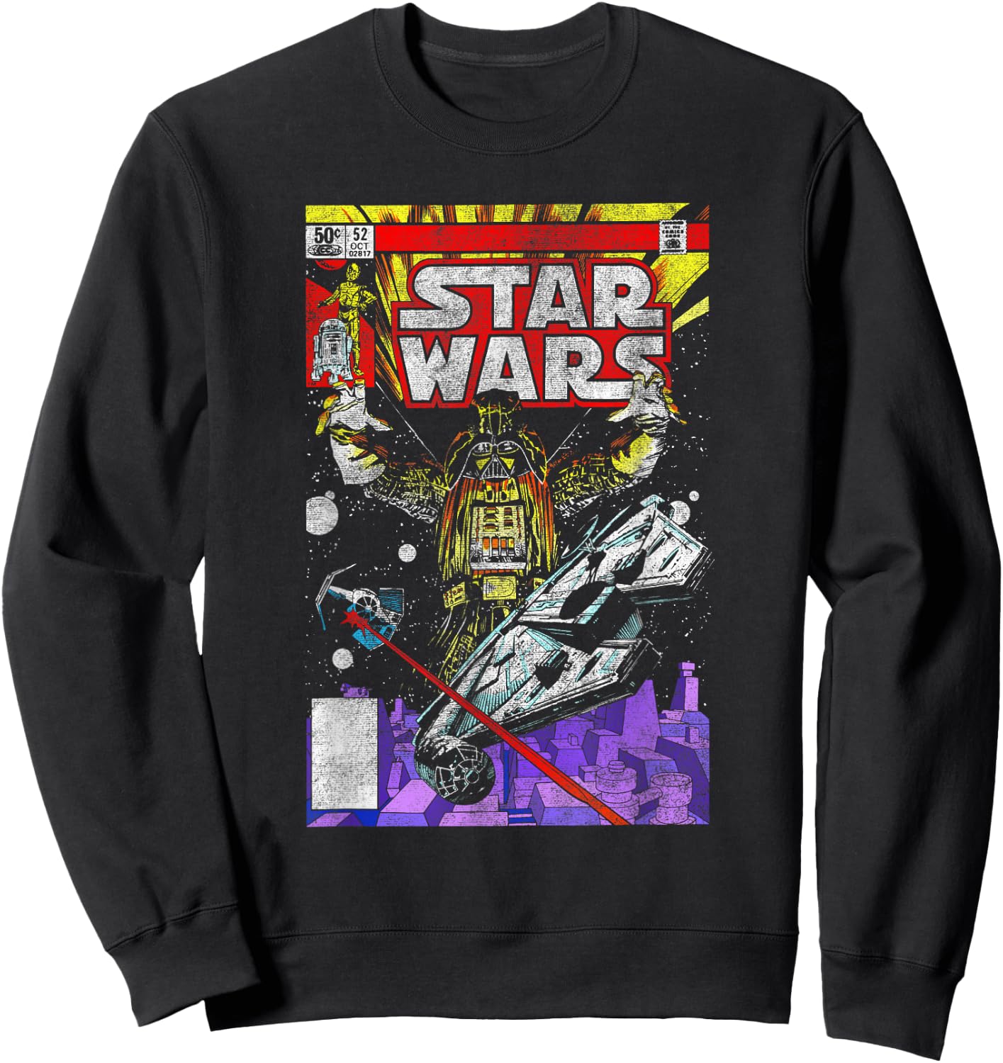 Star Wars Darth Vader Galaxy Retro Vintage Comic Style Cover Sweatshirt - Sweatshirt | Black