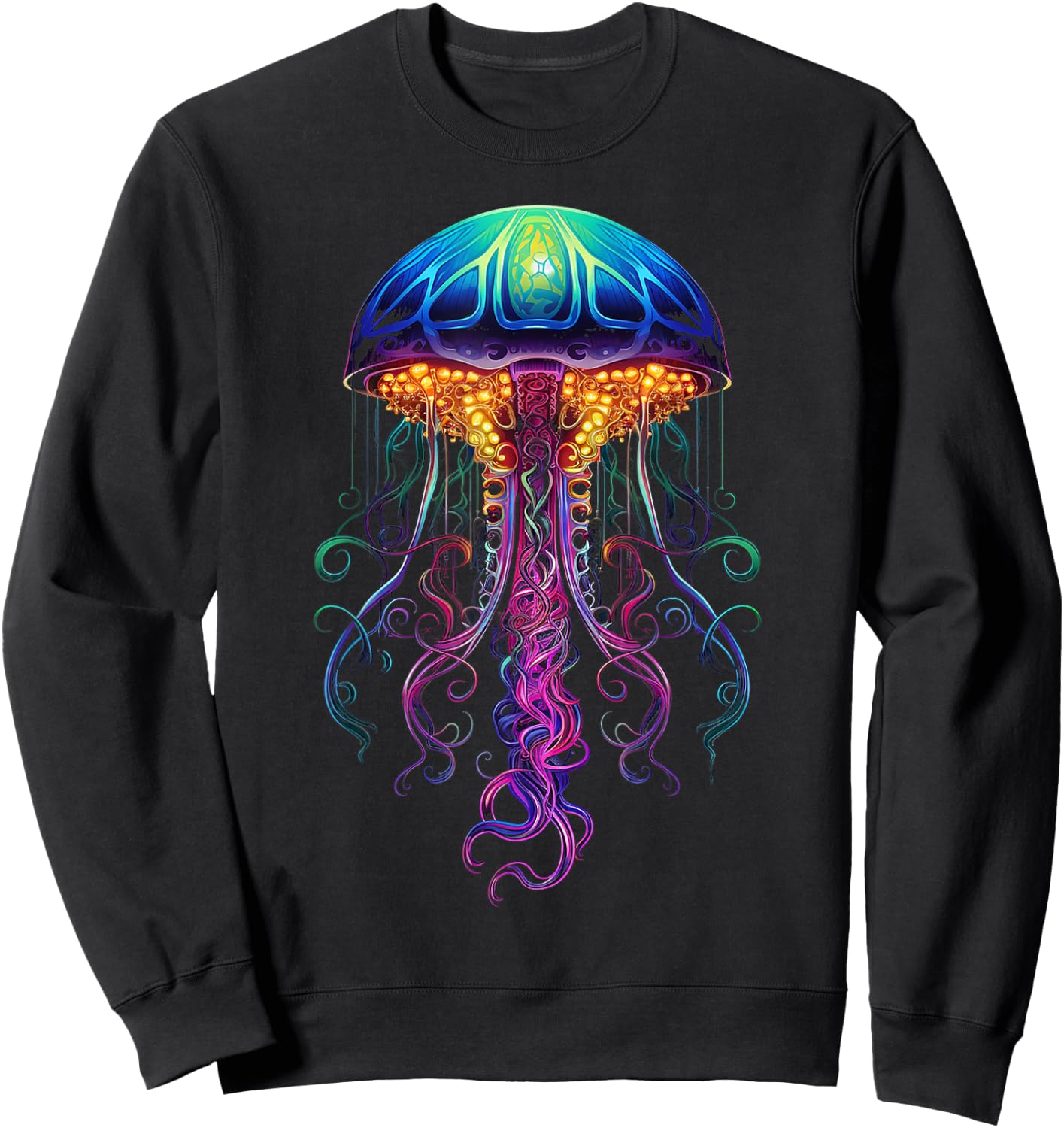 Jellyfish Fantasy Animal Colorful Art Jellyfish Sweatshirt - Sweatshirt | Black