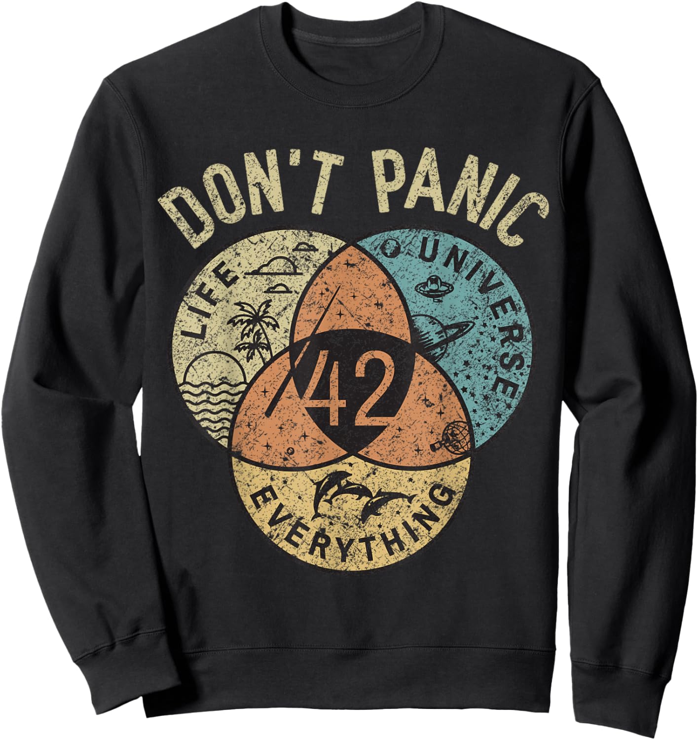 42 Answer to Life, the Universe and Everything No Panic , black Sweatshirt - Sweatshirt | Black