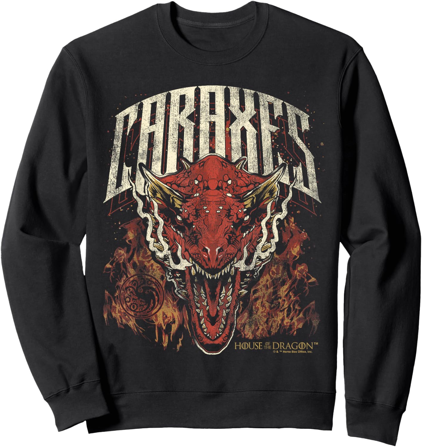 House of The Dragon Targaryen Caraxes in Flames Sweatshirt - Sweatshirt | Black