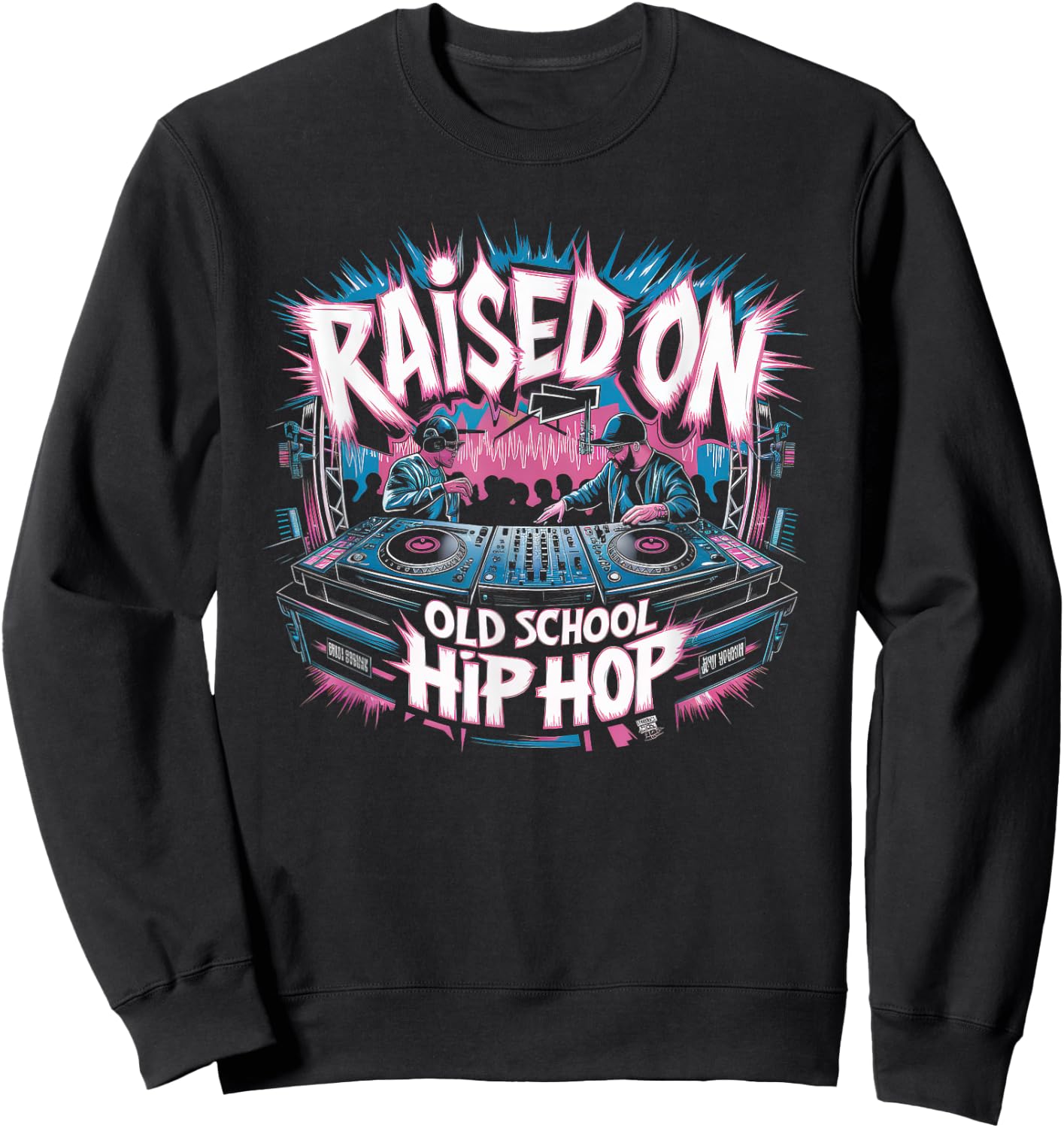 RAISED ON OLD SCHOOL Graffiti Rap HIP HOP Cassette Sweatshirt - Sweatshirt | Black