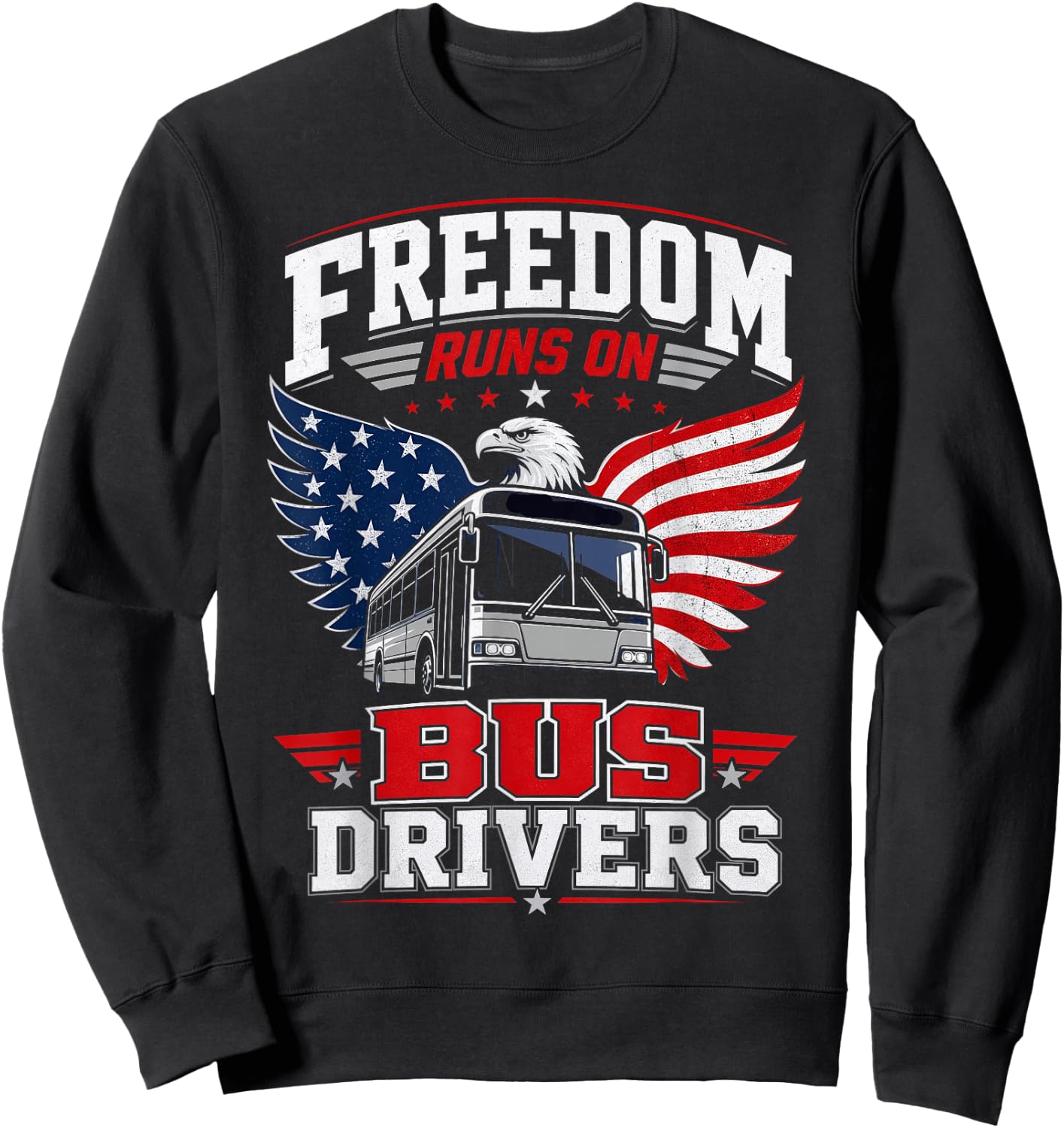 American Bus Driver Patriotic USA Transit Operator Sweatshirt - Sweatshirt | Black