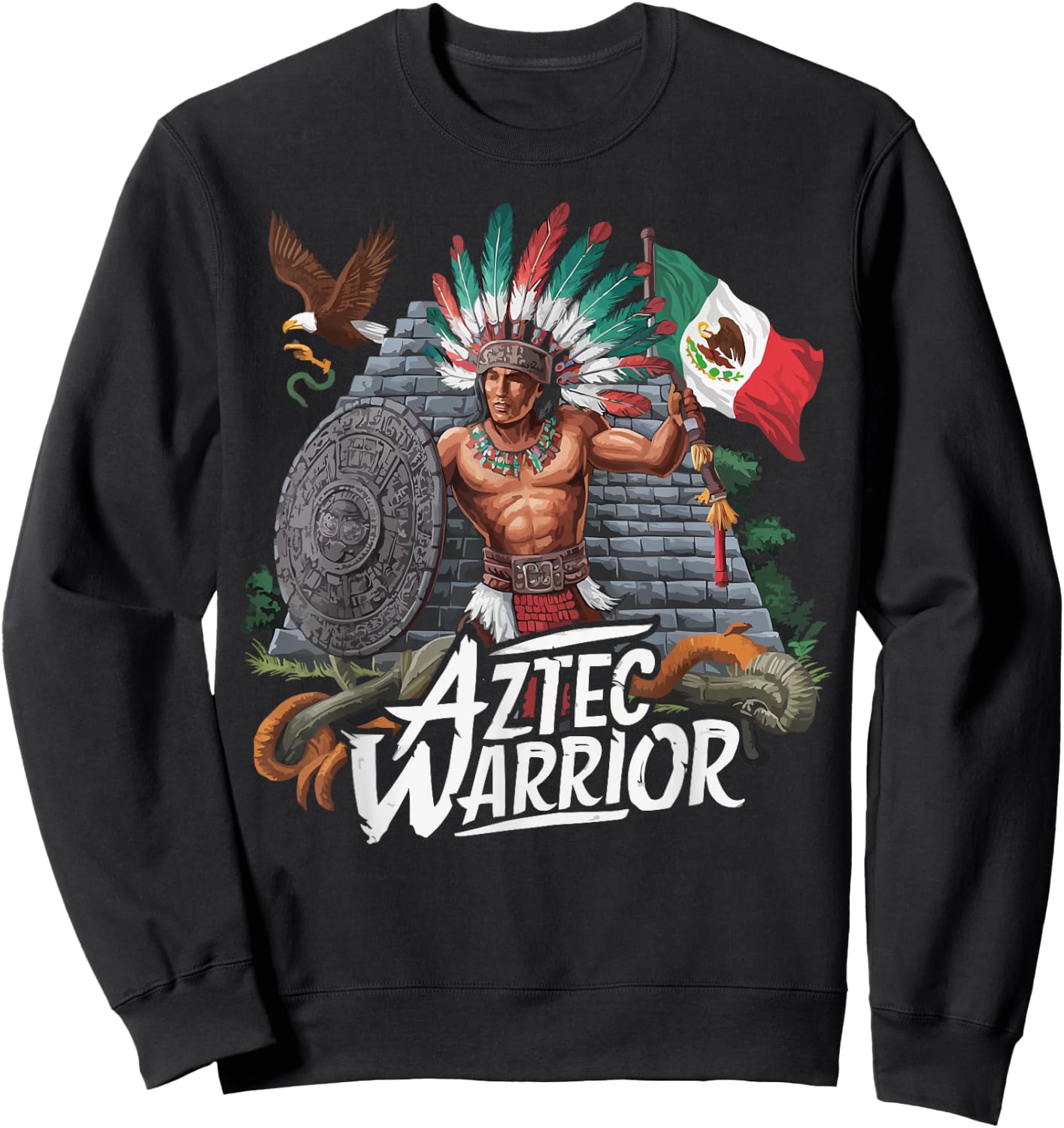 Aztec Warrior Mayan Indigenous Mexican Aztec Jaguar Sweatshirt - Sweatshirt | Black