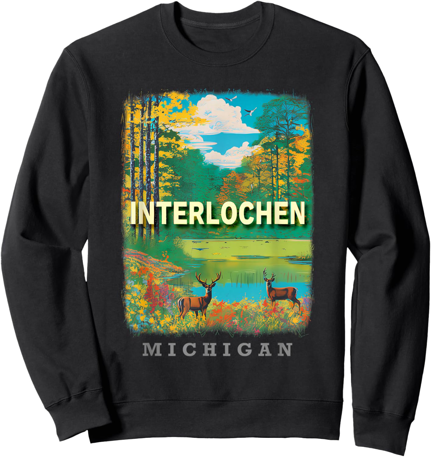 Interlochen Michigan MI Nature's Symphony SD284 Sweatshirt - Sweatshirt | Black