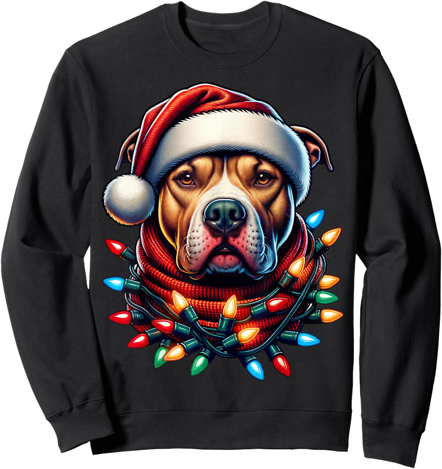 Christmas Pit bull Xmas Pit Bull Mom Dog Lover Santa Sweatshirt - Sweatshirt | Black
