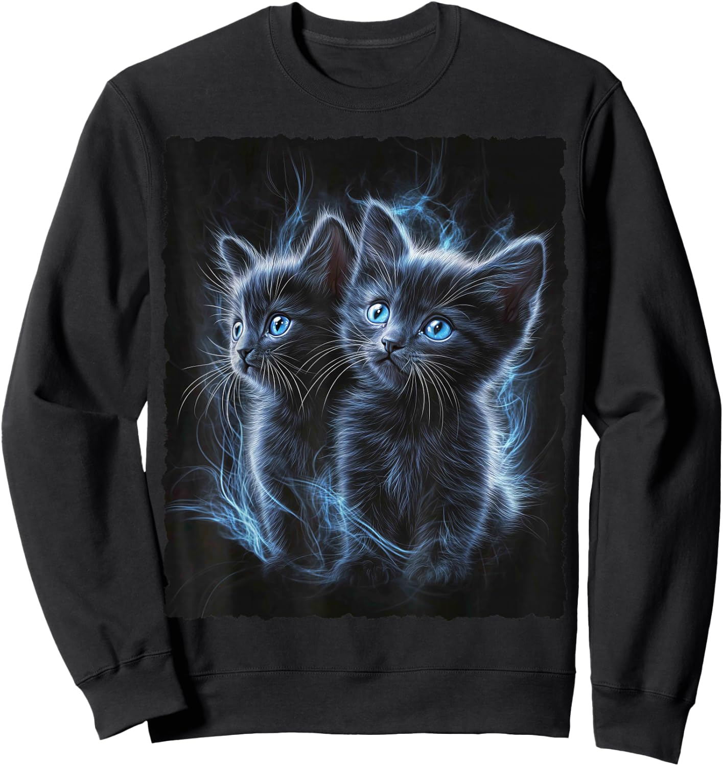 Cute Magic Cat Kitten Fantasy Art , black Sweatshirt - Sweatshirt | Black