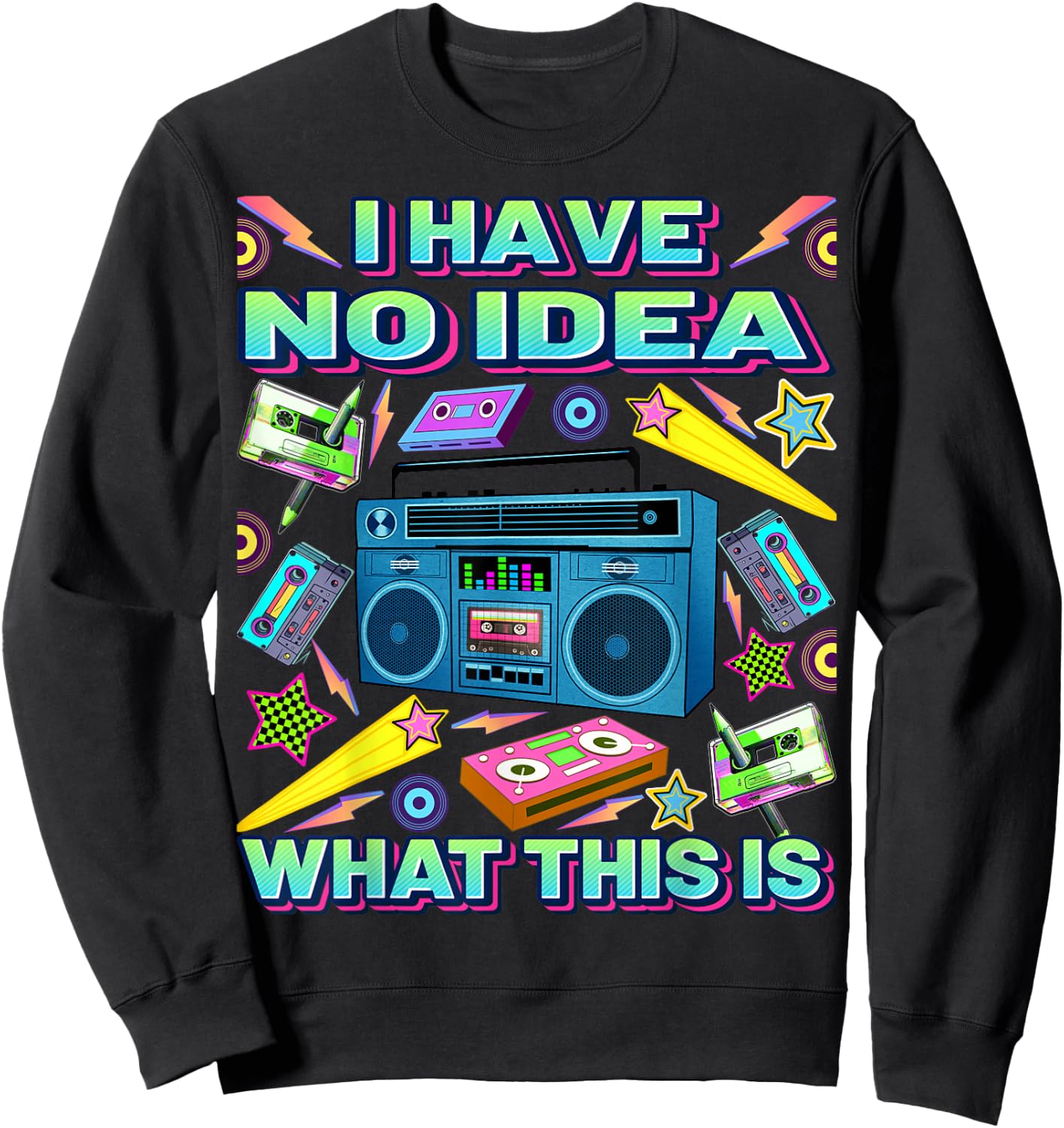 Retro 80s 90s Outfits Men Women Kids 70s 80s 90s Sweatshirt - Sweatshirt | Black