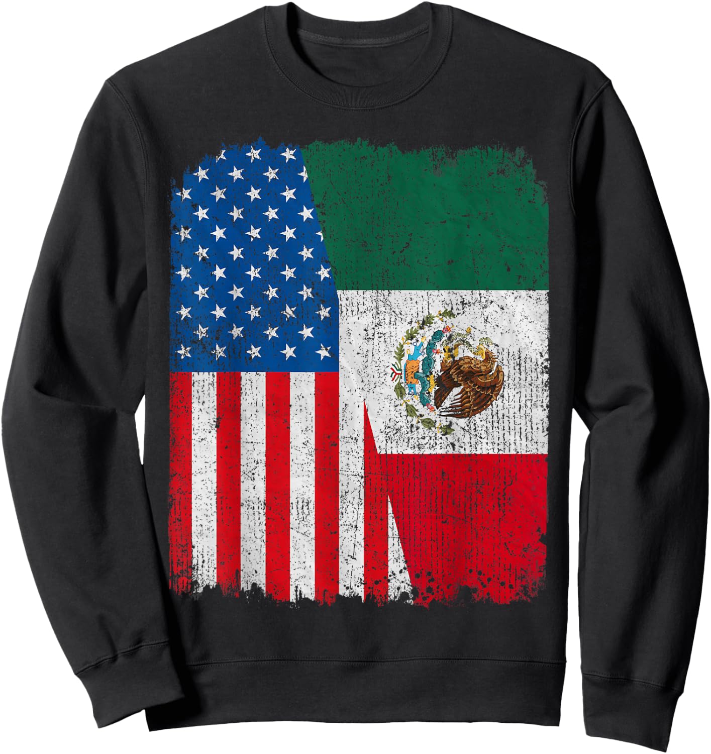 Mexican American Flag Half USA Mexico Root Proud Sweatshirt - Sweatshirt | Black