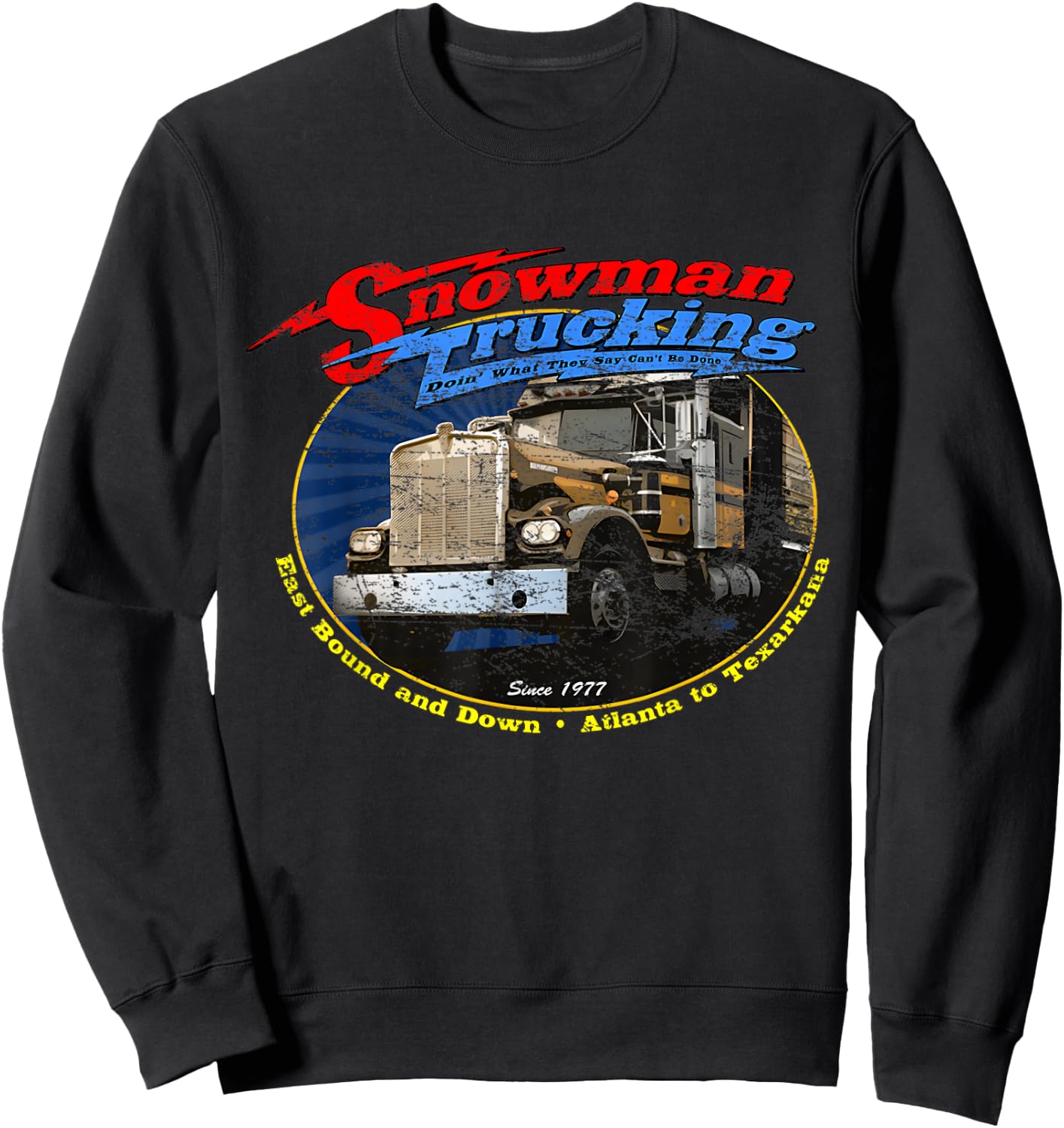 Huiibao Retro Snowman Trucking Sweatshirt - Sweatshirt | Black