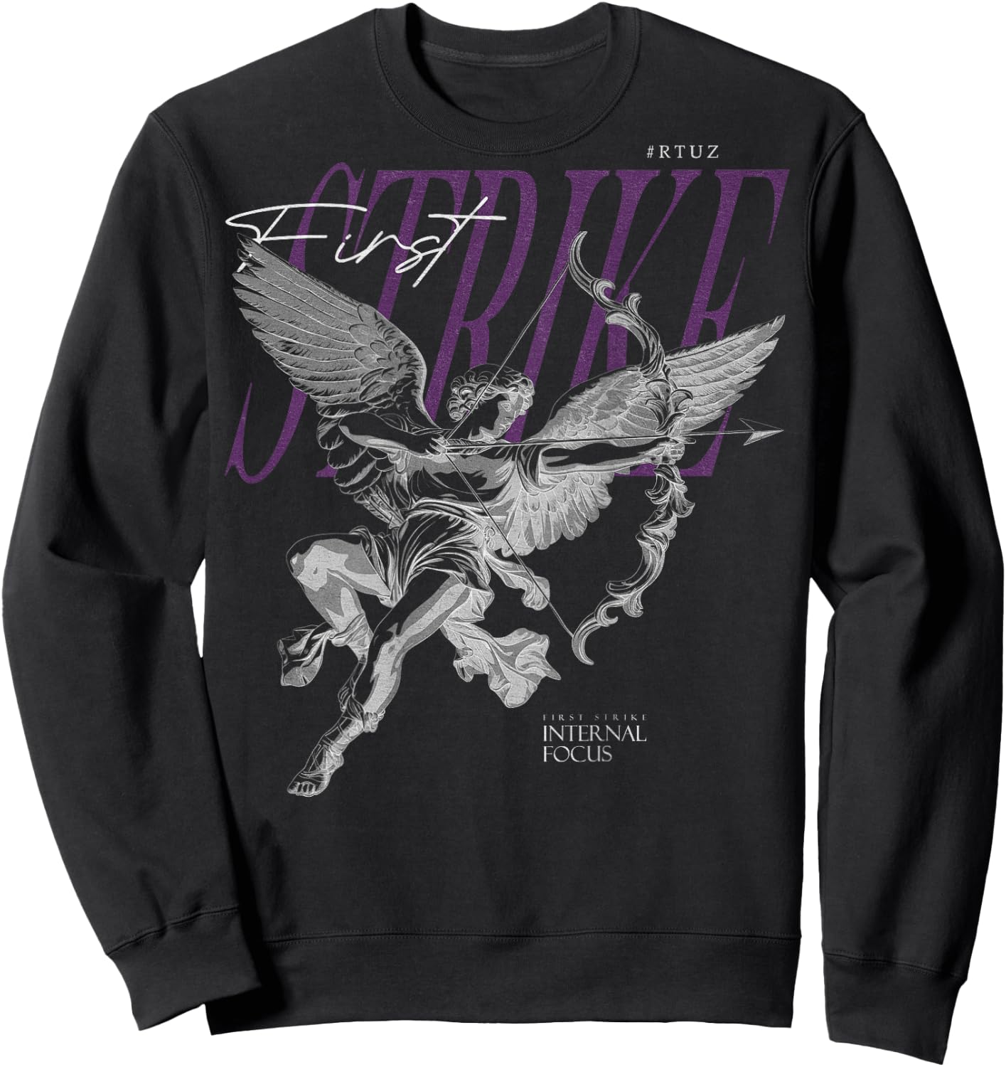 Hip Hop Angel Vintage Edgy Y2K Backprint Streetwear Angel Sweatshirt - Sweatshirt | Black