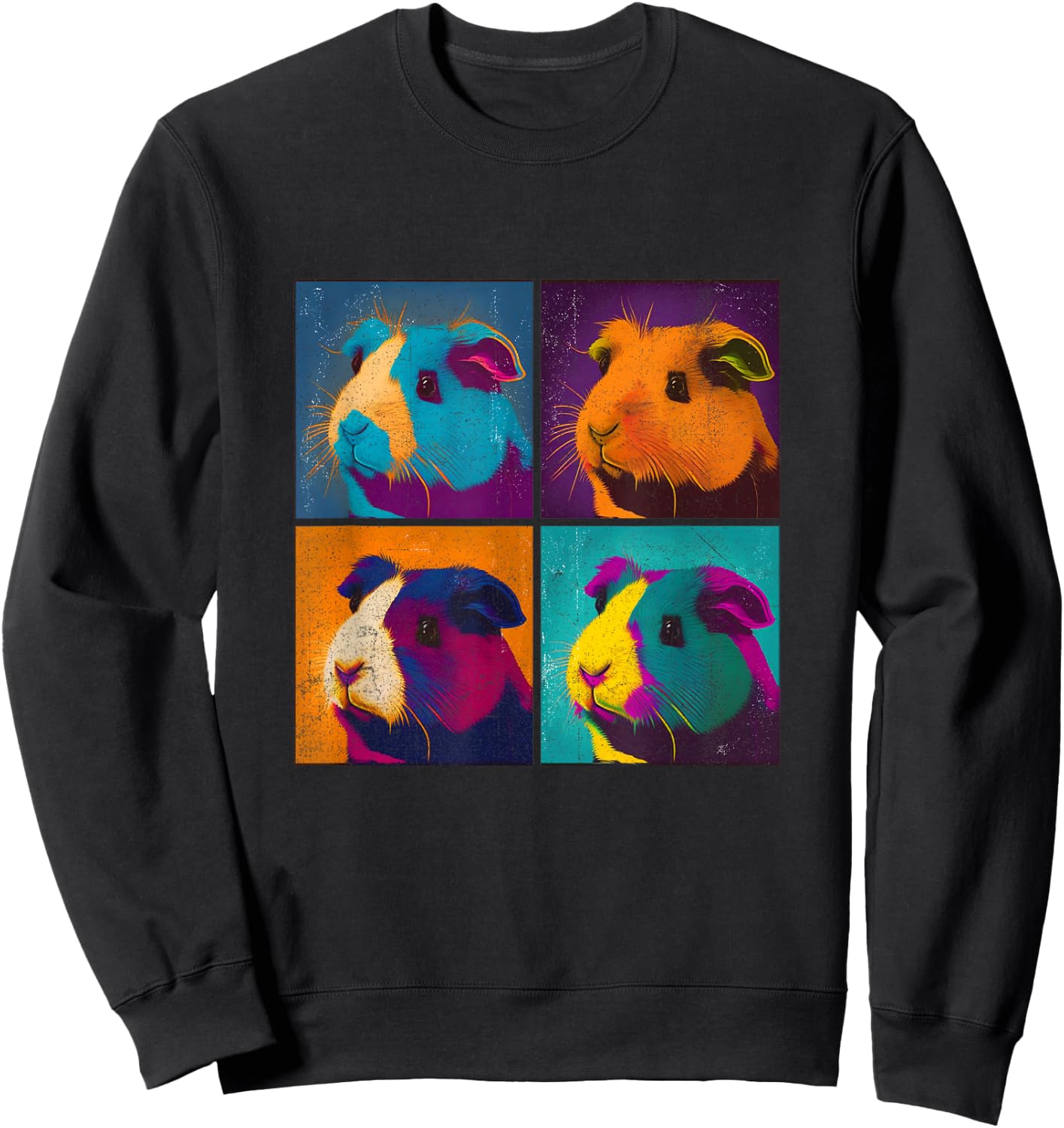 Guinea Pig Pop Art Design Illustration Colorful Animal Women Sweatshirt - Sweatshirt | Black