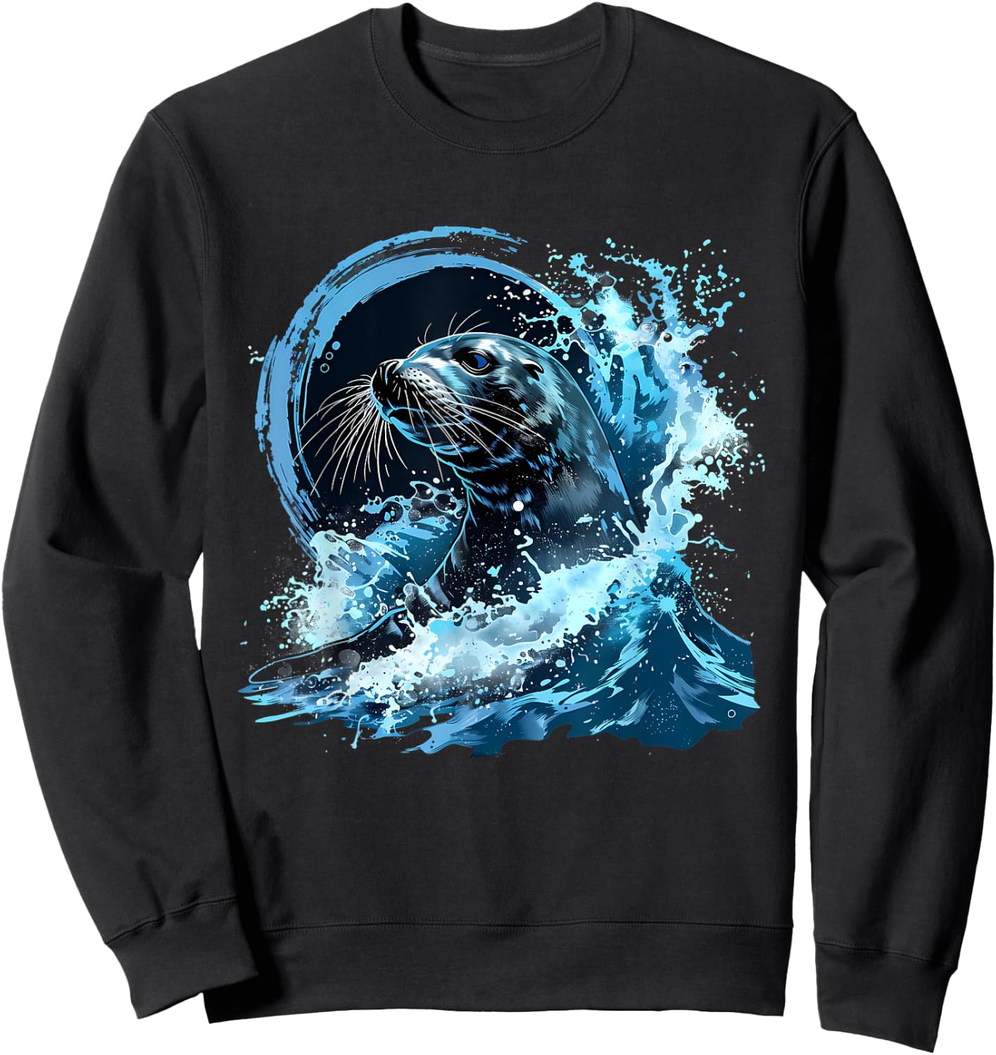 Seal Marine Mammal Ocean Sea Animal Sea Ocean Seal Artwork Sweatshirt - Sweatshirt | Black