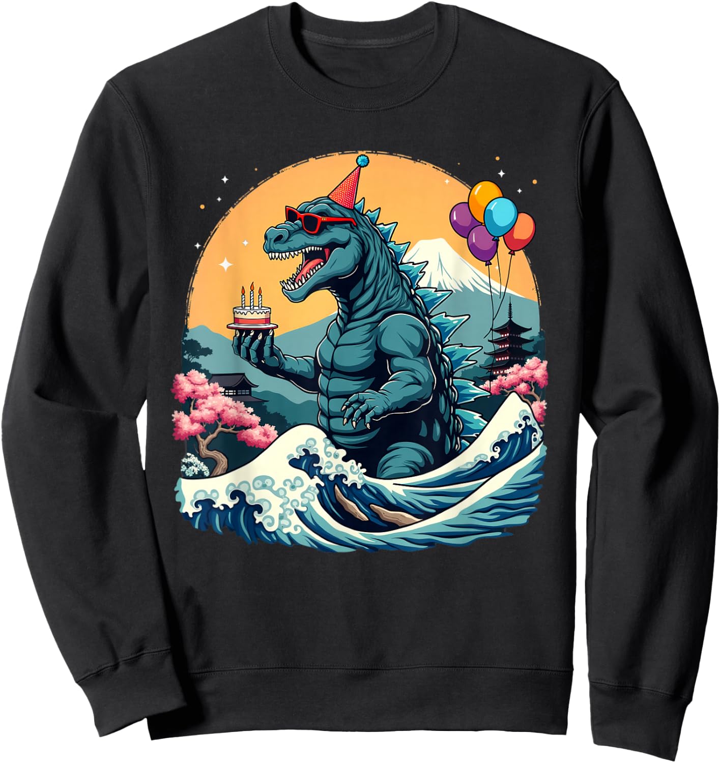 Kaiju Birthday Japan Monster Movie Bday Party Decorations Sweatshirt - Sweatshirt | Black