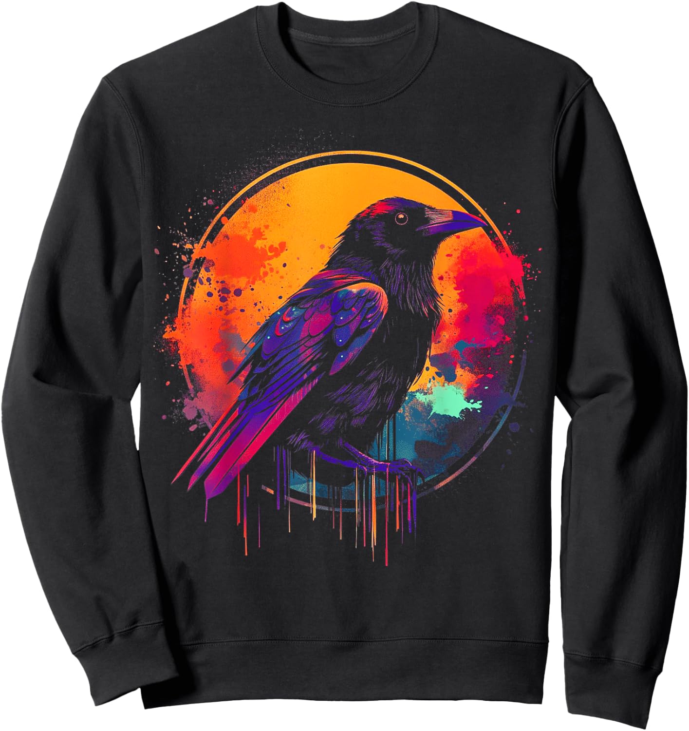 Raven illustration Occult Pagan Crow Witchcraft Viking Raven Sweatshirt - Sweatshirt | Black