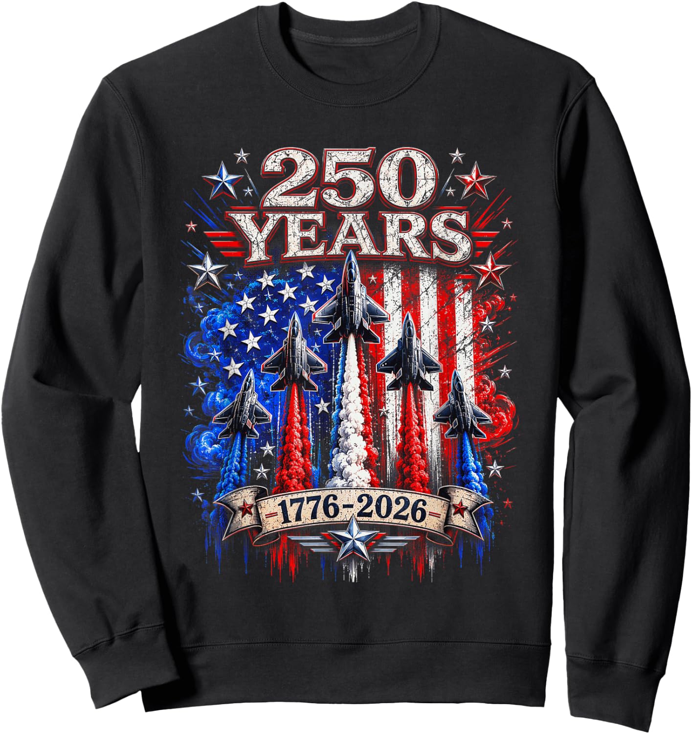 250 Anniversary USA Flag Sweatshirt - Sweatshirt | Black