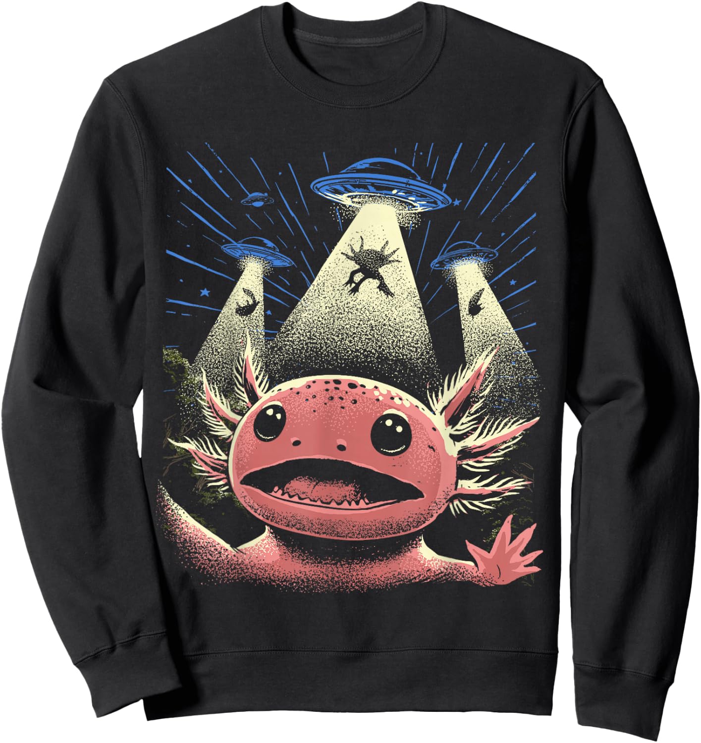 Alien Axolotl Shirt Invasion Axolotl Selfie UFO Abduction Sweatshirt - Sweatshirt | Black