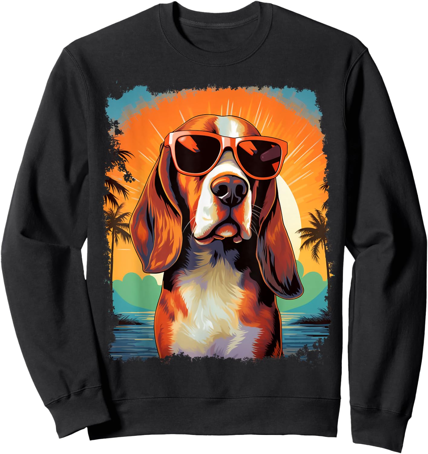 Beagle Hawaiian Sweatshirt - Sweatshirt | Black