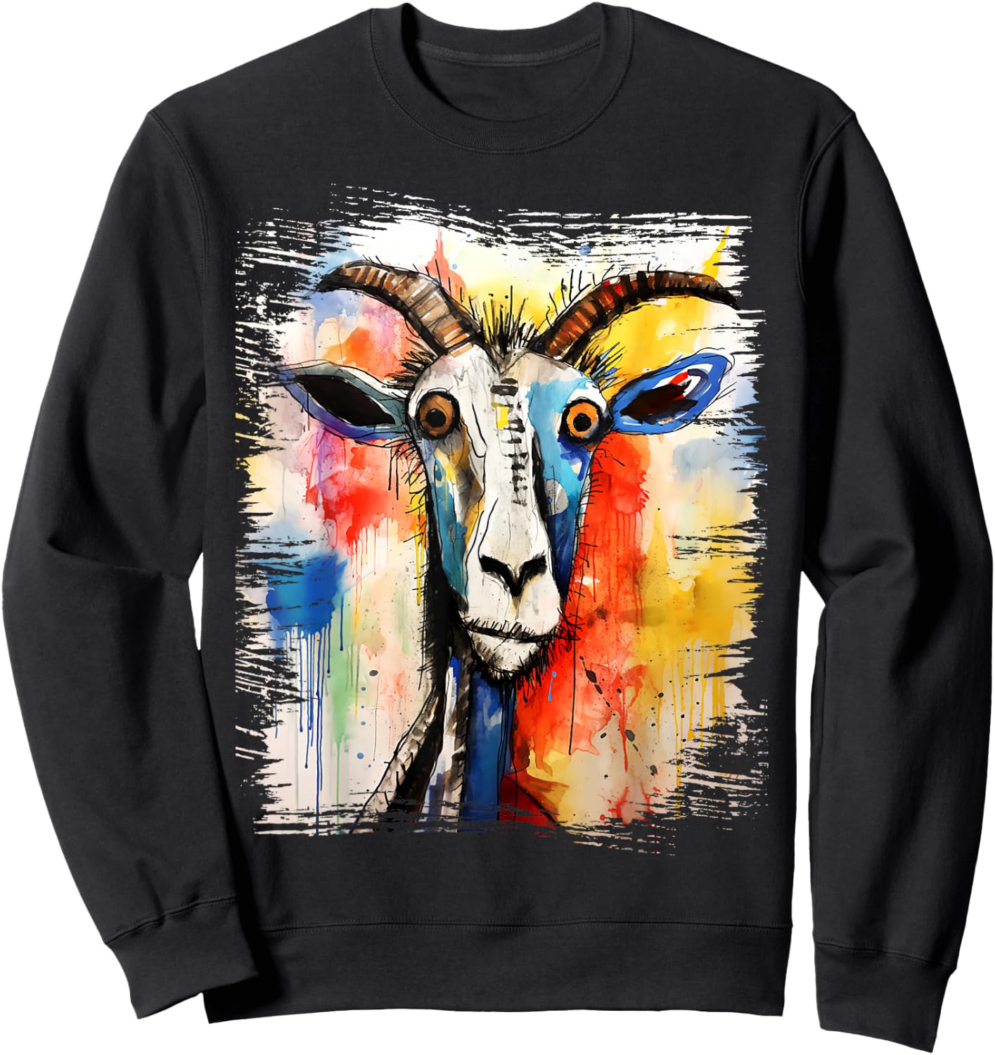 Funny Goat Retro 90s Street Art Graffiti Style Aesthetic Sweatshirt - Sweatshirt | Black