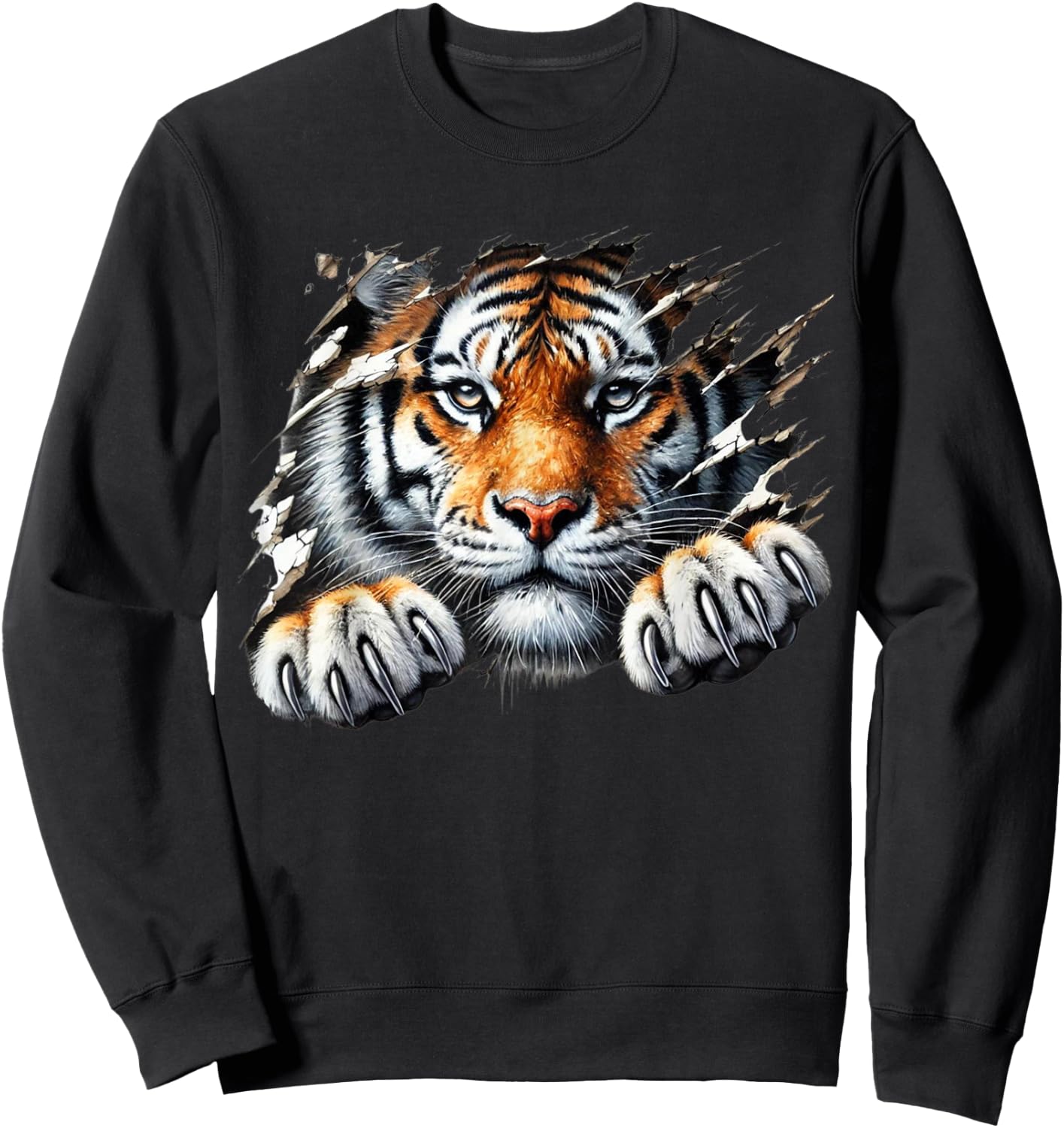 Retro Spirit Tiger Face Shirt Design Football Tiger Fan Sweatshirt - Sweatshirt | Black