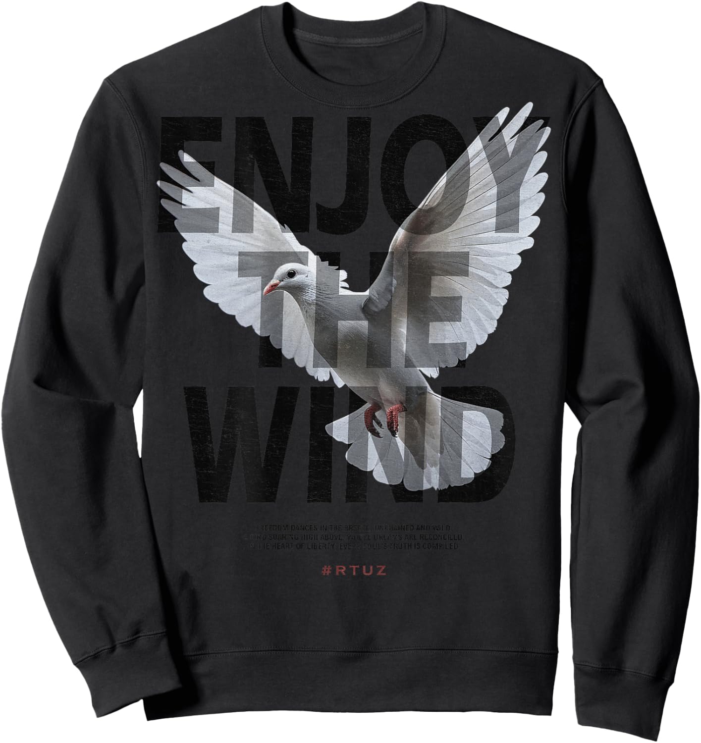 Hip Hop Retro Vintage Urban Backprint Streetwear White Dove Sweatshirt - Sweatshirt | Black