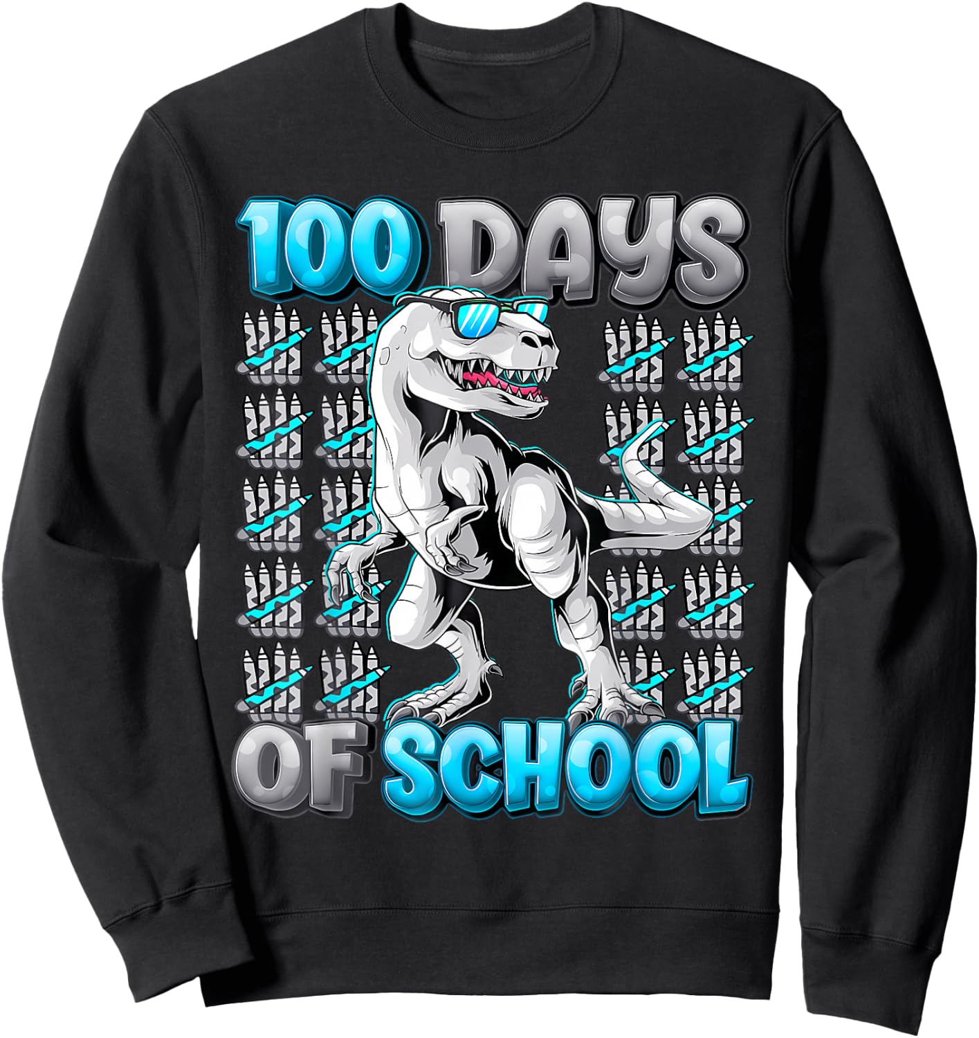 100 Days Of School Trex 100 Days Smarter 100Th Day Of School Sweatshirt - Sweatshirt | Black