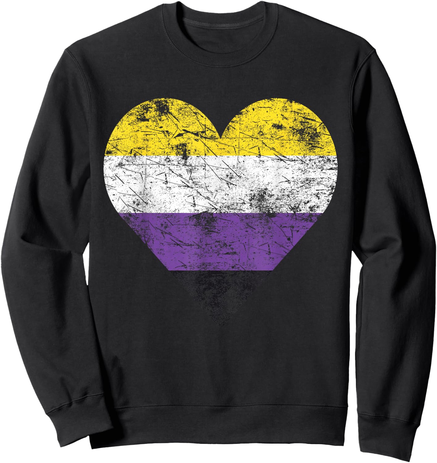 Drapeau Vintage Non Binaire en Forme de cœur Sweatshirt - Sweatshirt | Black