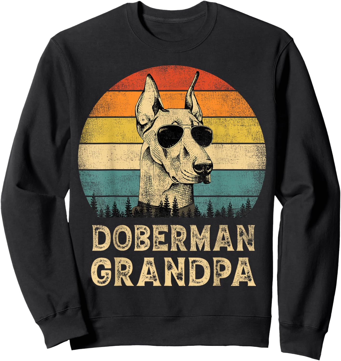 Vintage Doberman Grandpa Dog Lovers Father's Day Sweatshirt - Sweatshirt | Black