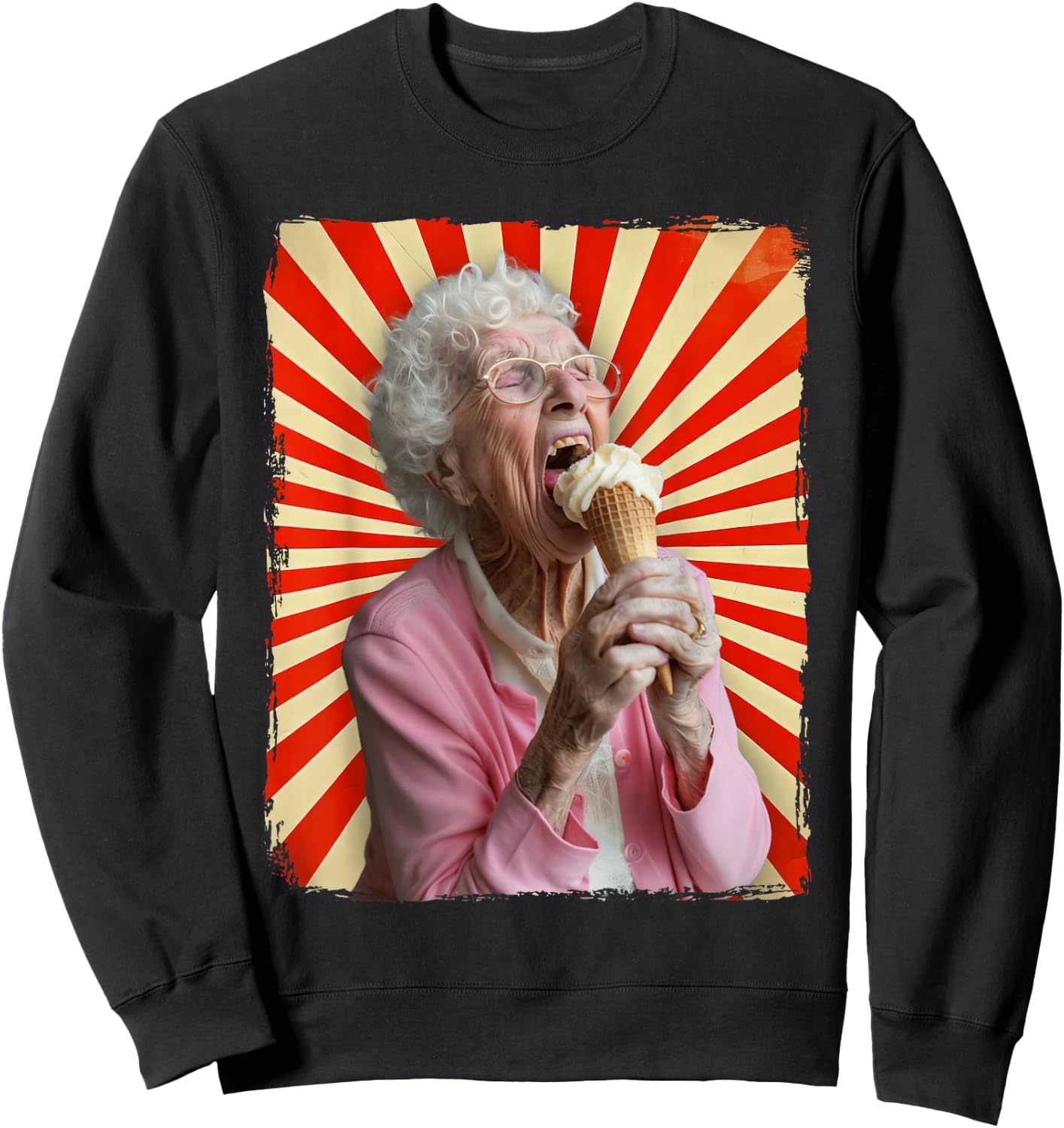 Grandma Licking Ice Cream Sweatshirt - Sweatshirt | Black