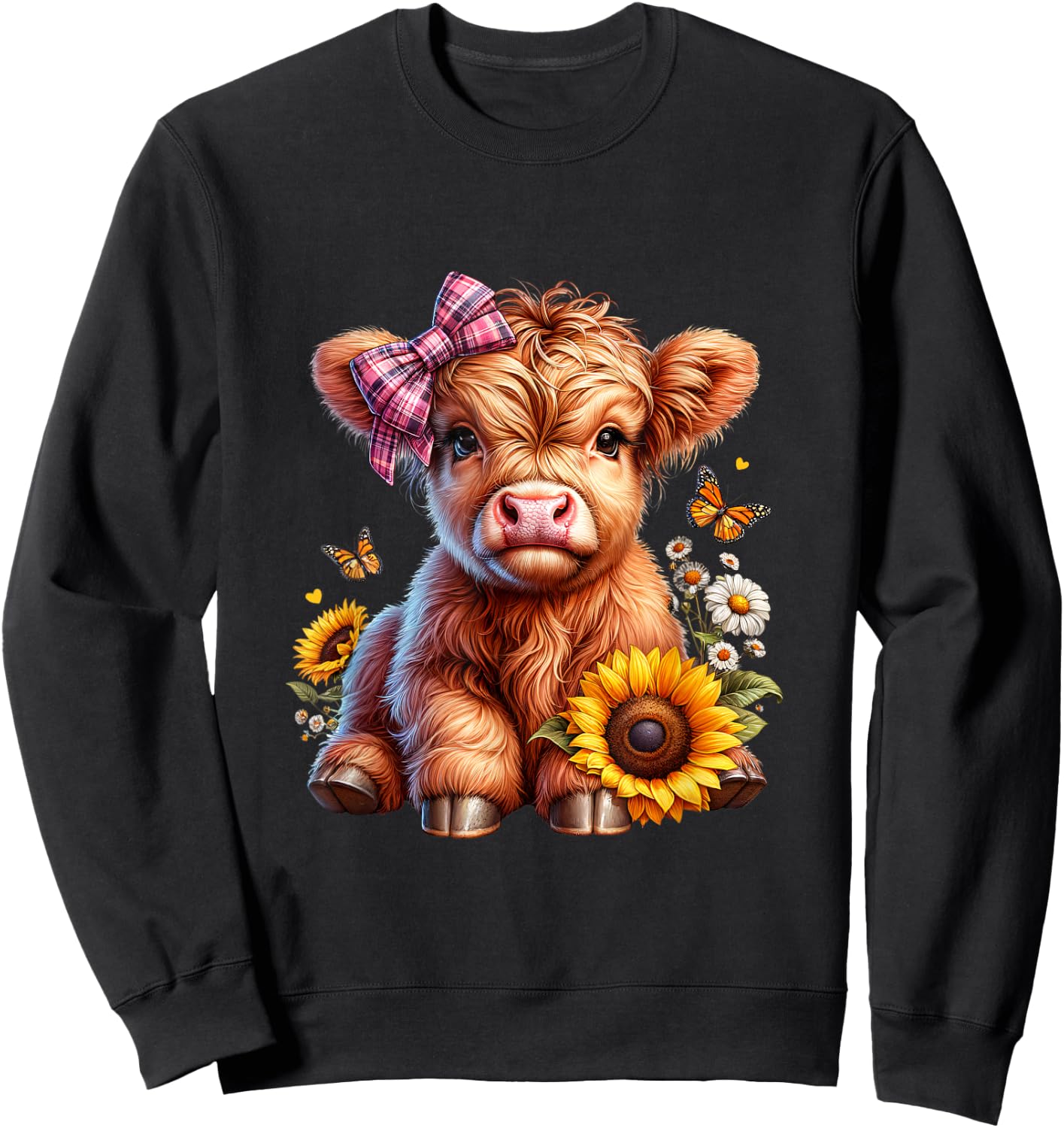 Cow, Scottish Highland Cow, Western Wear, Cute Highland Cow Sweatshirt - Sweatshirt | Black