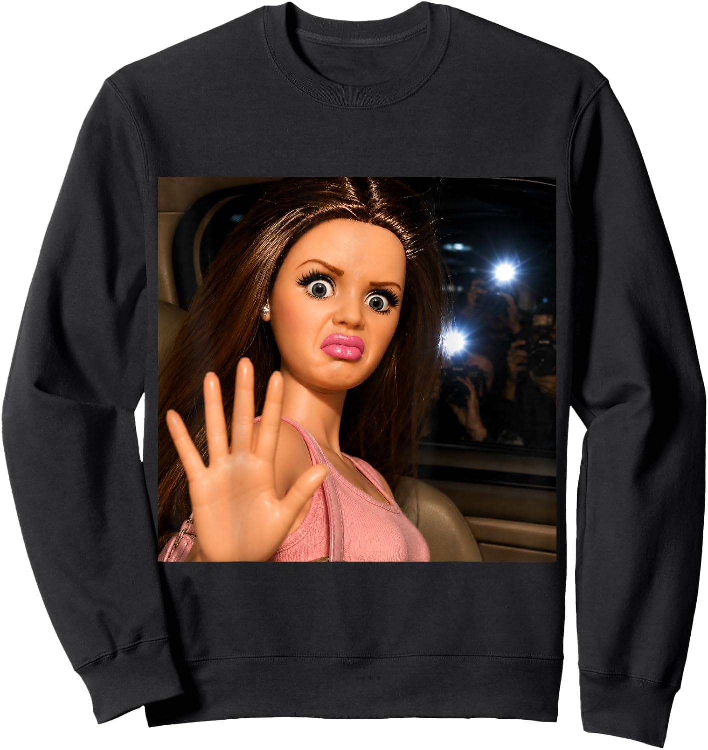 Funny Disgusting Girl face Meme Y2K Hilarious Sarcastic Gift Sweatshirt - Sweatshirt | Black