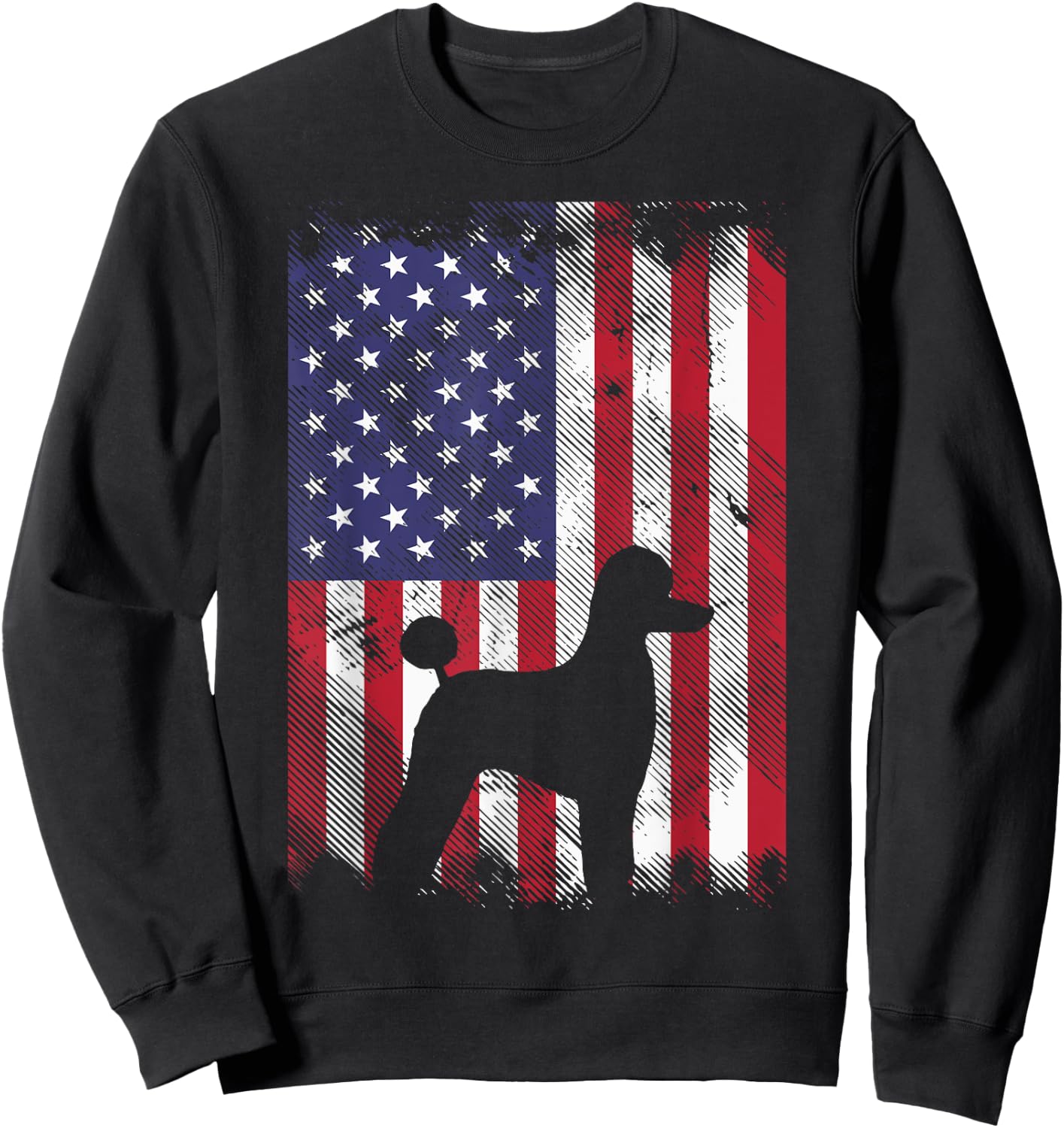 America Flag Poodle Vintage Patriotic Dog Lover Owner Gift Sweatshirt - Sweatshirt | Black