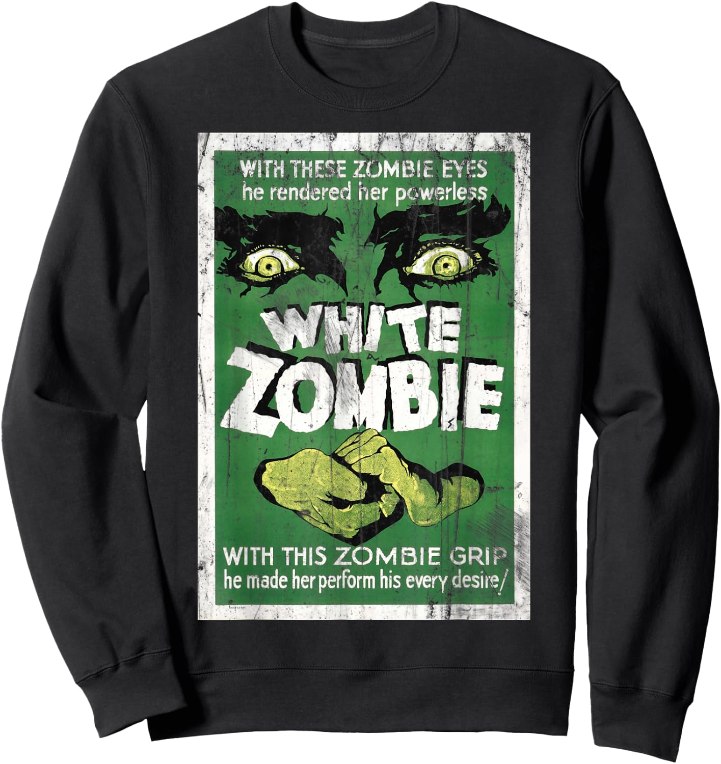 Vintage White Zombie Movie Poster Sweatshirt - Sweatshirt | Black
