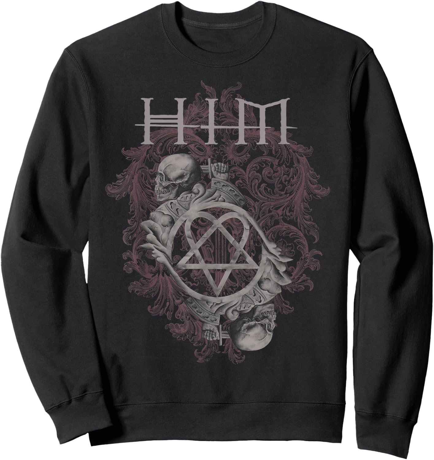 Ville Valo HIM Dual Skull On Red , red Sweatshirt - Sweatshirt | Black