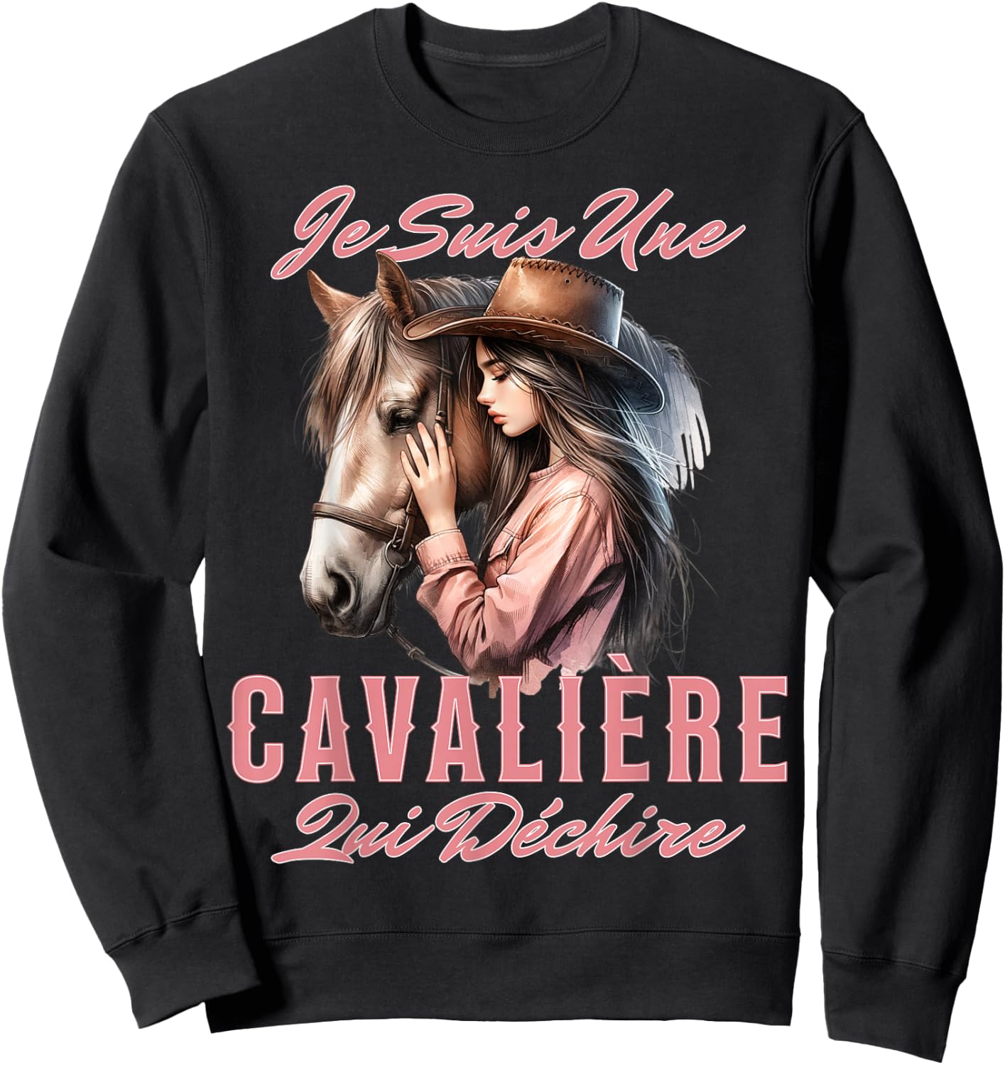 Girl Riding Horse Je Suis Une Rider Qui Déchire , Black, S Sweatshirt - Sweatshirt | Black