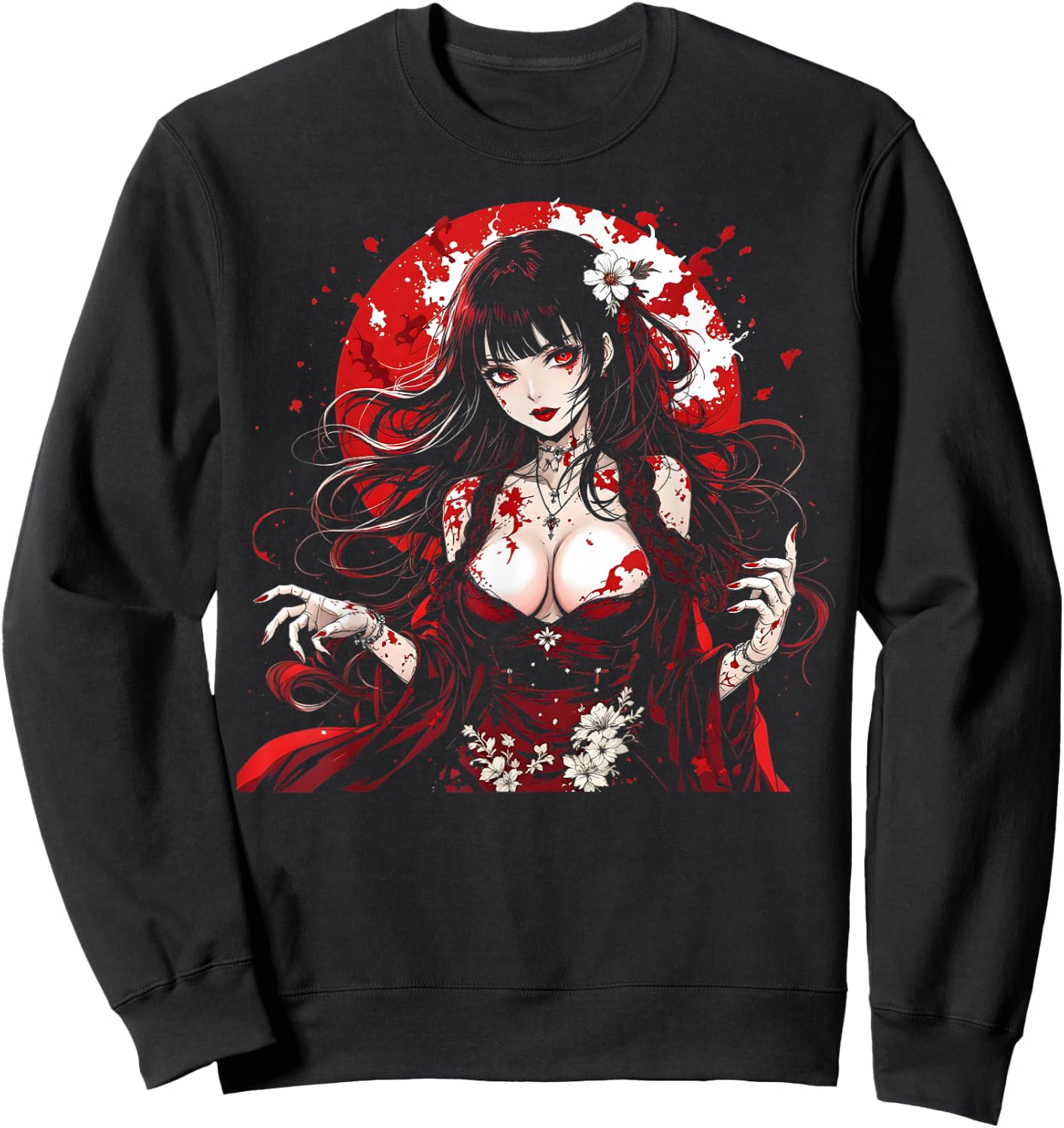 Horror Anime Manga I Gothic Outfit I Japanese Chibi Girl Sweatshirt - Sweatshirt | Black