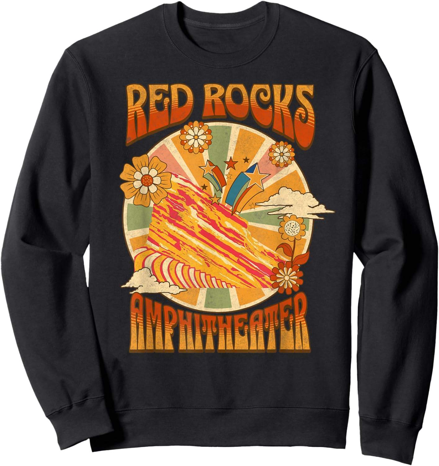Red Rocks Amphitheater - Colorado Hippie Poster Sweatshirt - Sweatshirt | Black