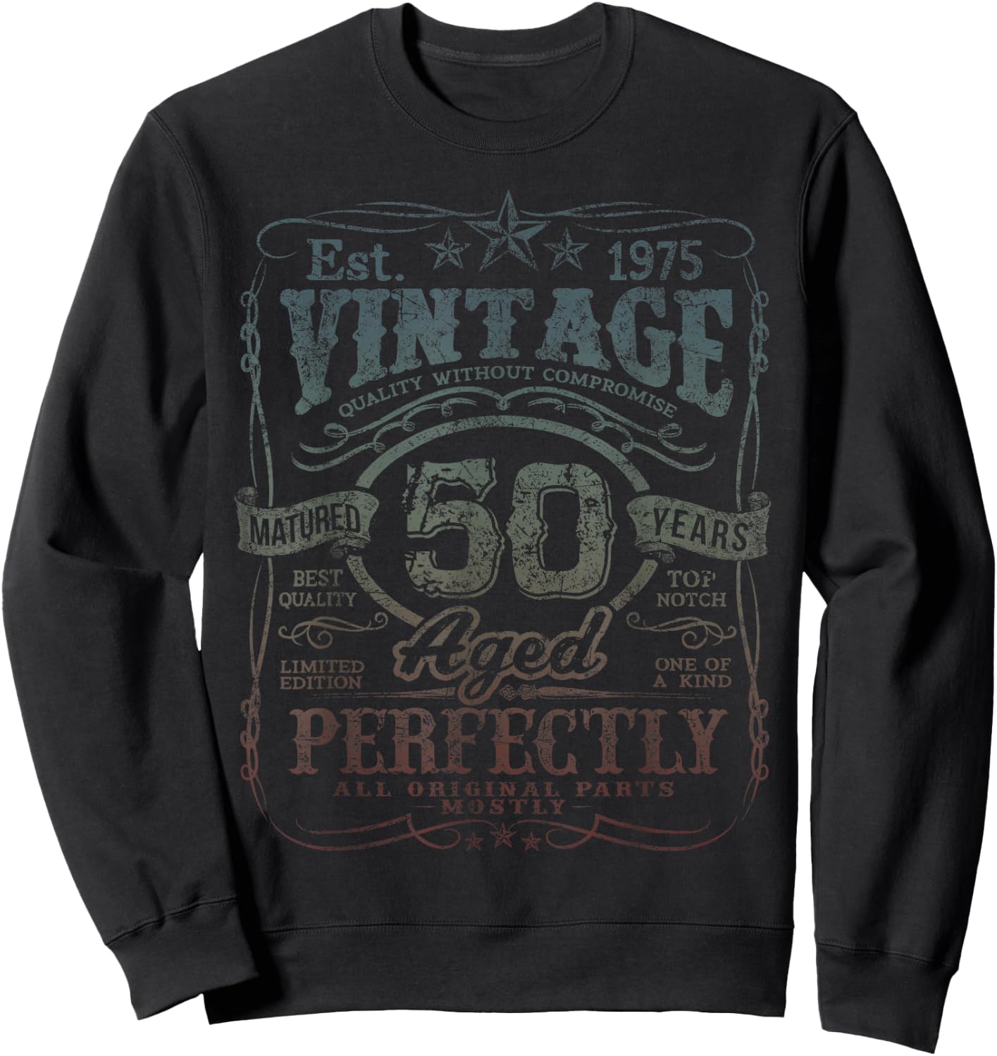 Vintage 1975 Limited Edition Shirt 50 year old 50th Birthday Sweatshirt - Sweatshirt | Black