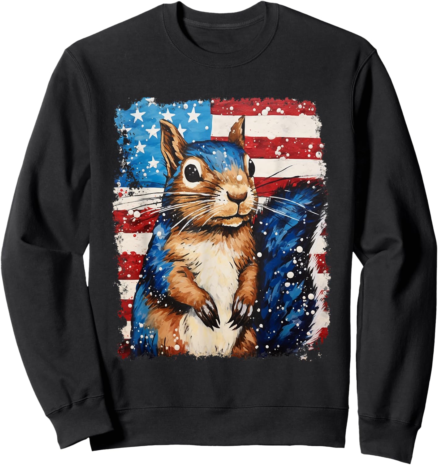 Squirrel USA Flag Sweatshirt - Sweatshirt | Black