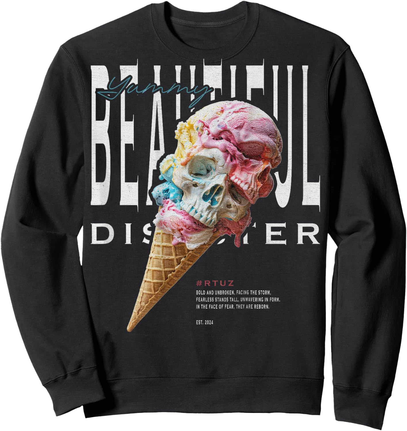 Urban Hip Hop Y2K Vintage Retro Backprint Streetwear Ice Sweatshirt - Sweatshirt | Black