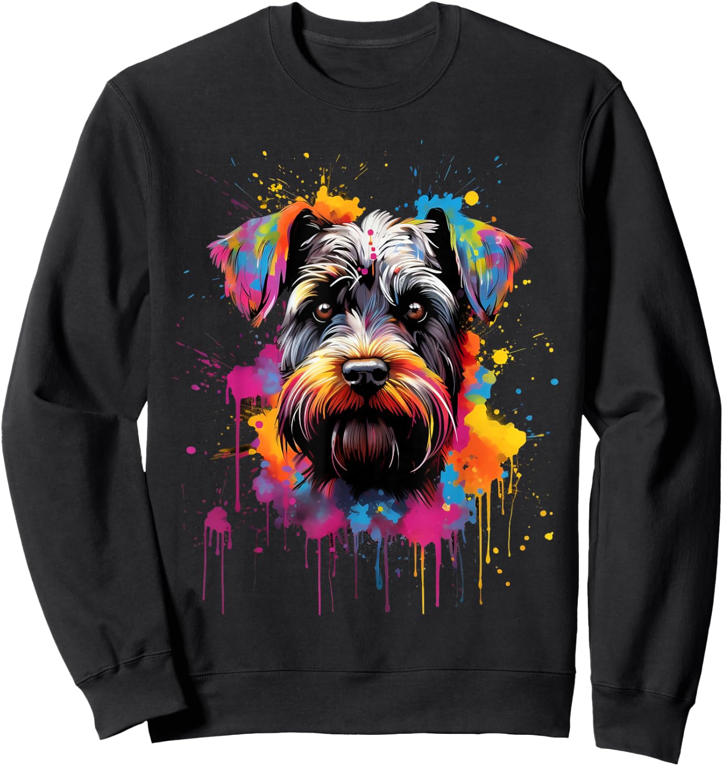 Colorful Miniature Schnauzer Dog Women Kids Sweatshirt - Sweatshirt | Black