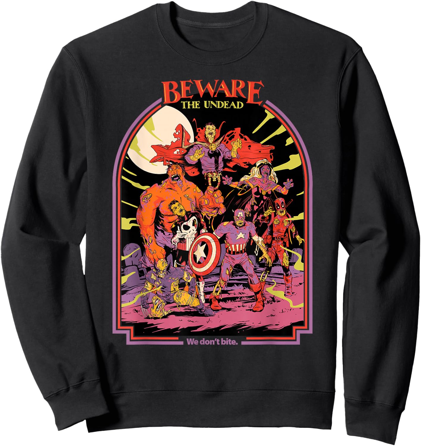 Marvel Zombies Beware The Undead We Don’t Bite Halloween Sweatshirt - Sweatshirt | Black