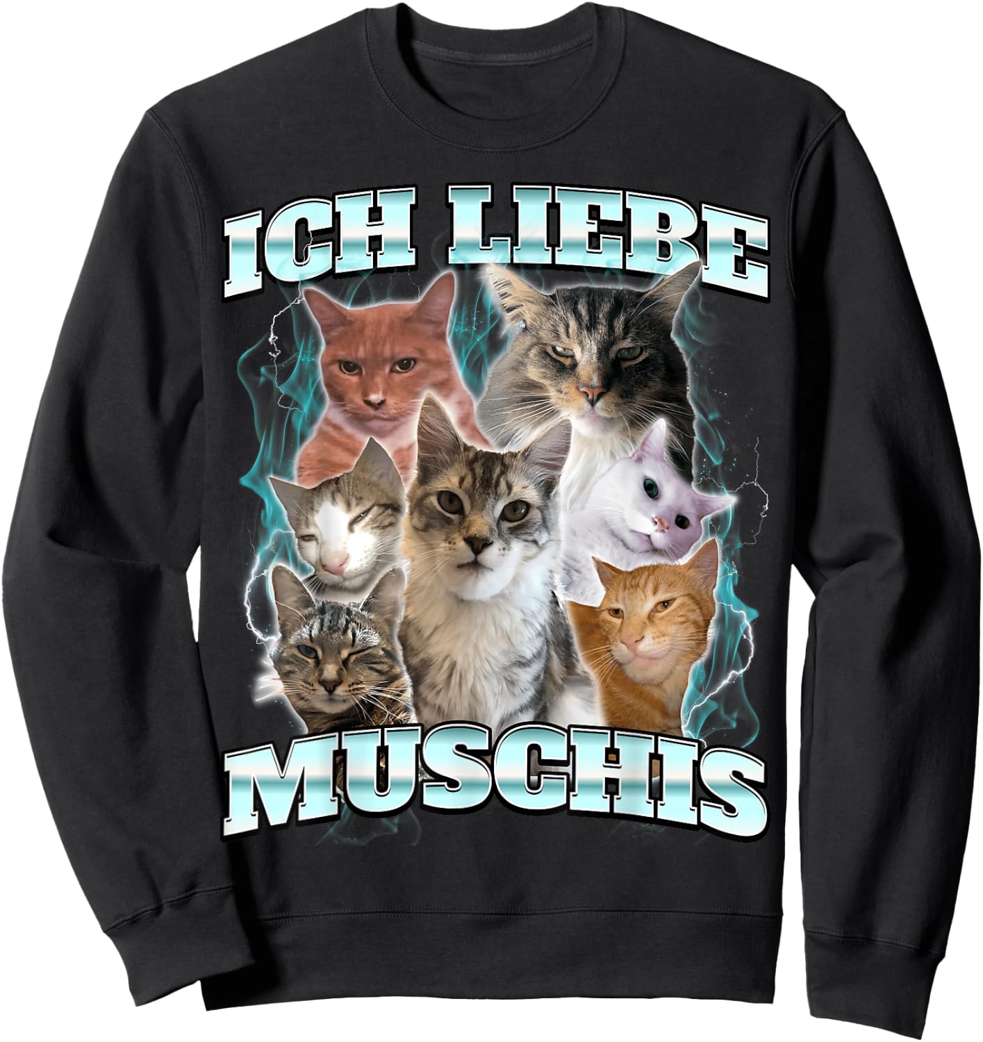 with German Text "Ich Liebe Musch, black Sweatshirt - Sweatshirt | Black