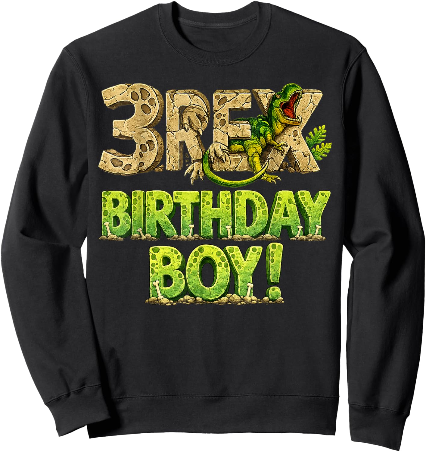 Three Rex 3rd Birthday Third Dinosaur 3 Year Old Birday Boy Sweatshirt - Sweatshirt | Black