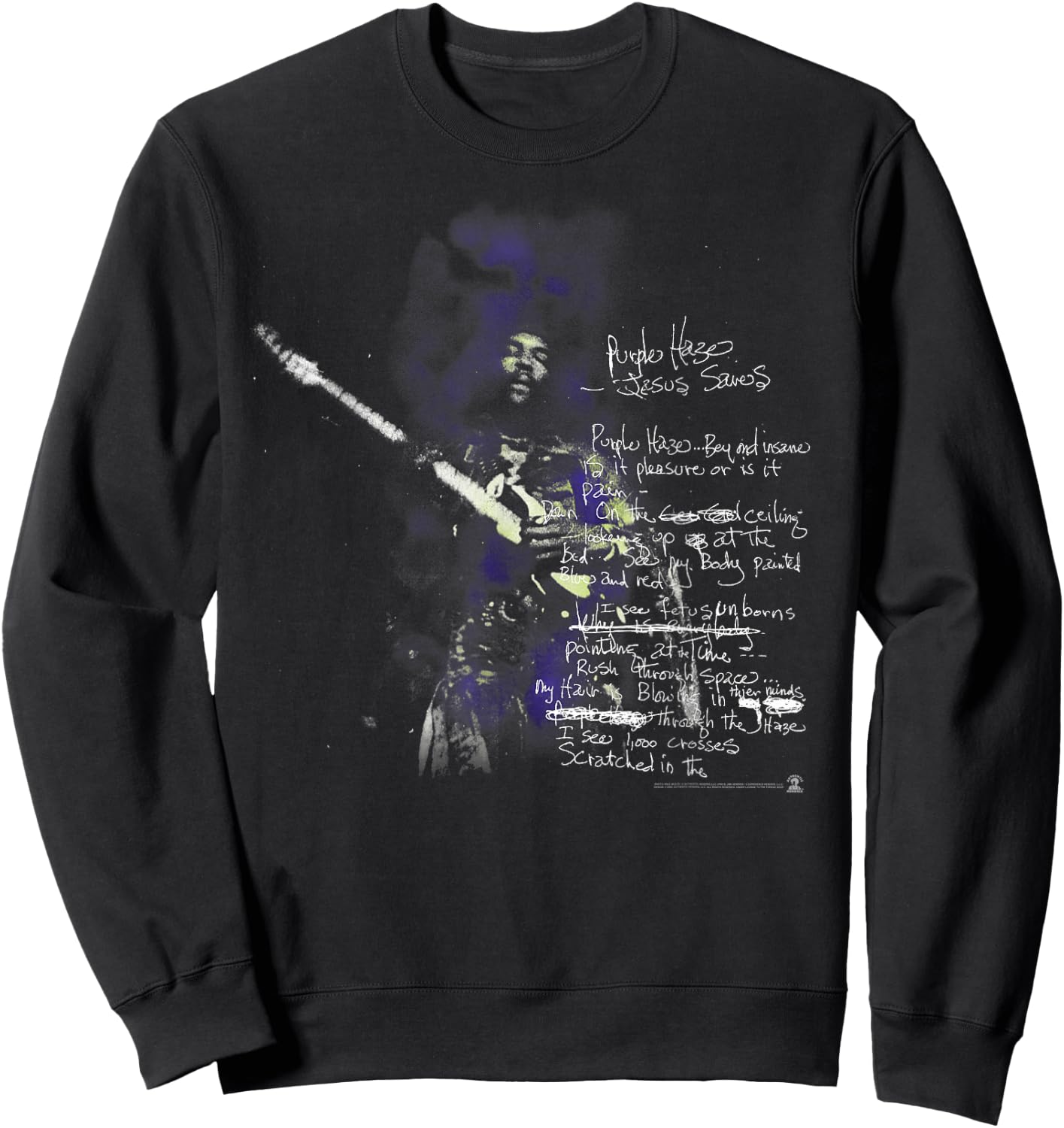 Jimi Hendrix Lyrics Sweatshirt - Sweatshirt | Black