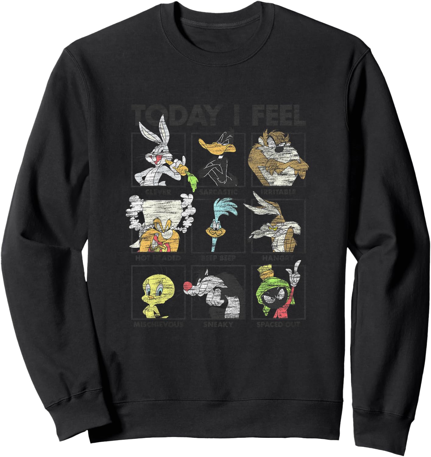 Looney Tunes Youth Today I Feel Classic Emotions Box Up Sweatshirt - Sweatshirt | Black
