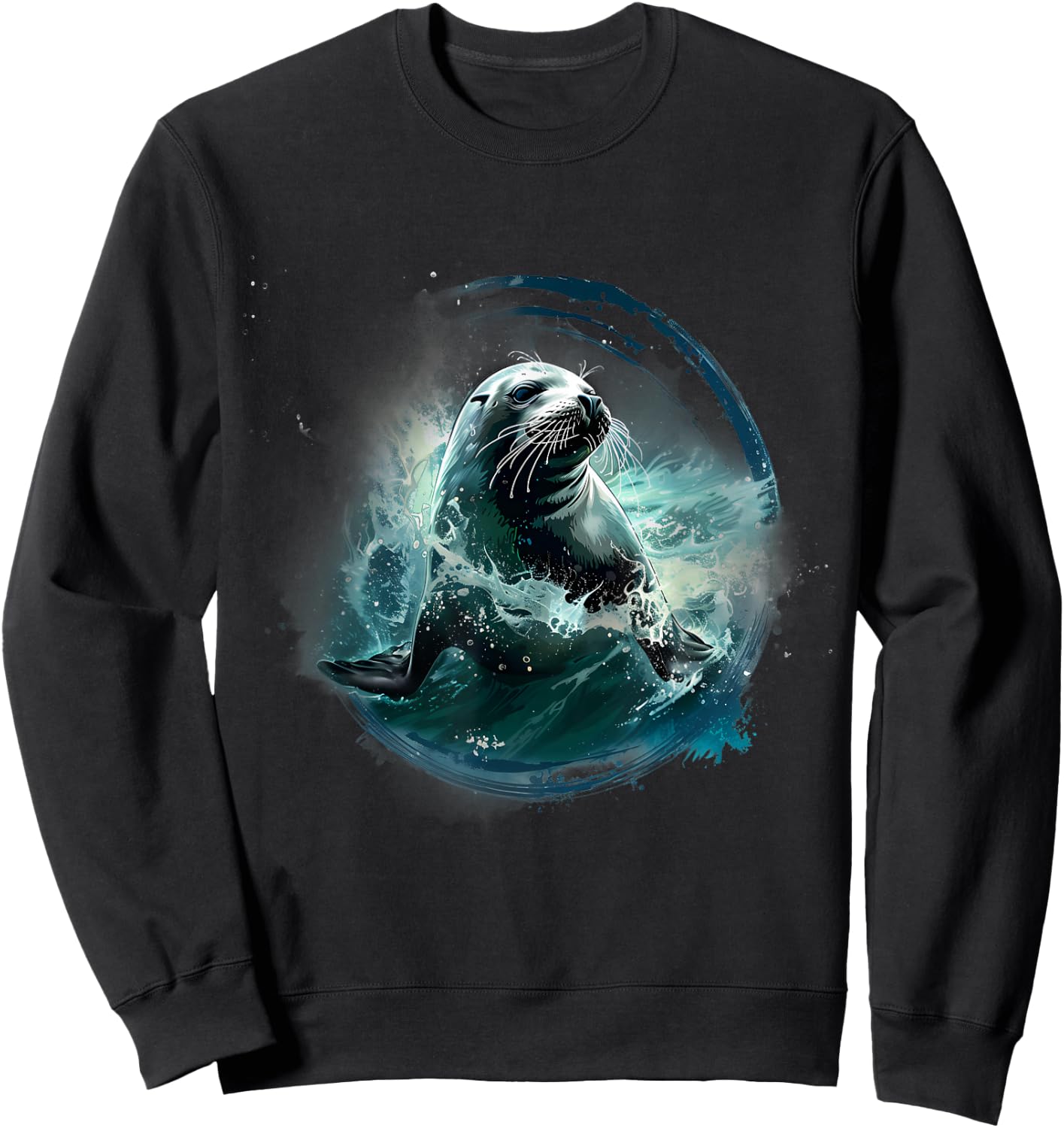Seal Sea Ocean Animal Artwork Ocean Sea Seal Marine Mammal Sweatshirt - Sweatshirt | Black