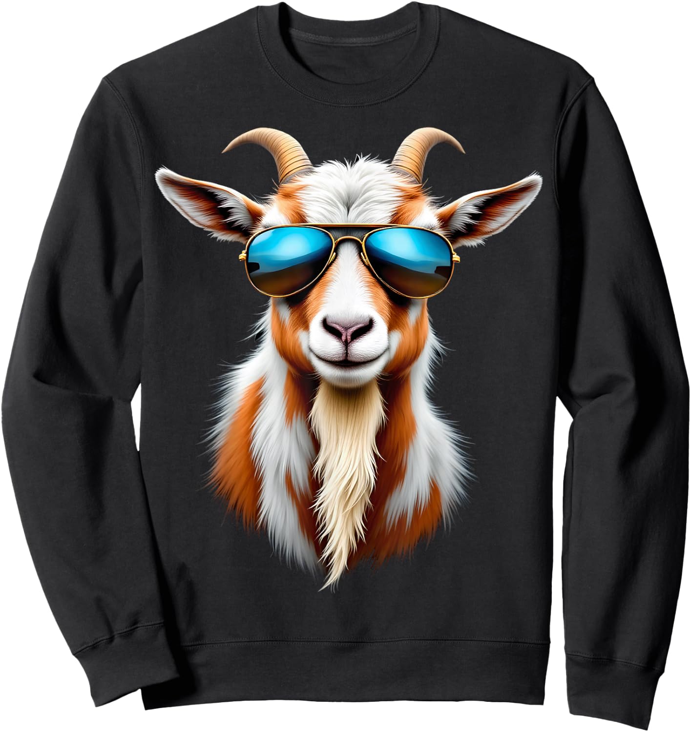 Cool Goat Sunglasses Funny Farm Sweatshirt - Sweatshirt | Black