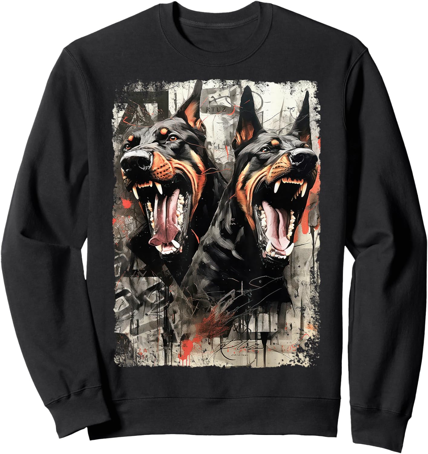 Hip Hop Streetwear Fashion Vintage Women Men Dog Doberman Sweatshirt - Sweatshirt | Black